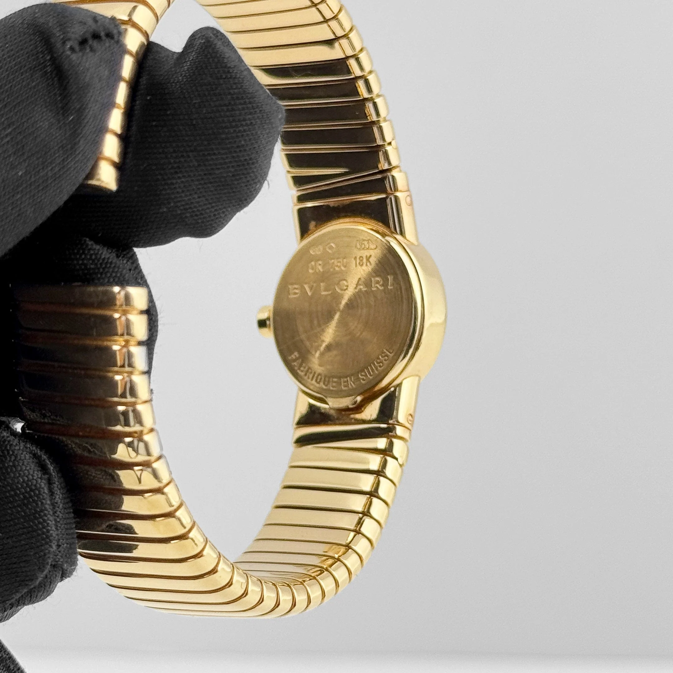 BVLGARI Tubogas BB192TG 1 Row Yellow Gold Black Diamond Dial Quartz - Image 10