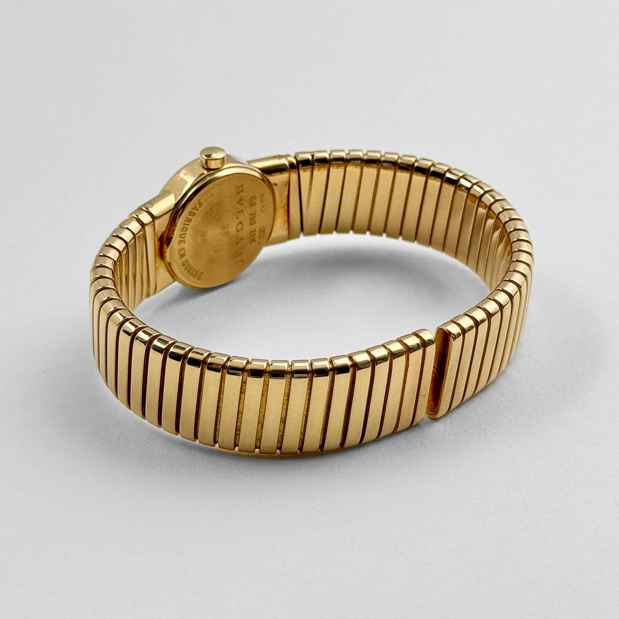 BVLGARI Tubogas BB192TG 1 Row Yellow Gold Black Diamond Dial Quartz - Image 9