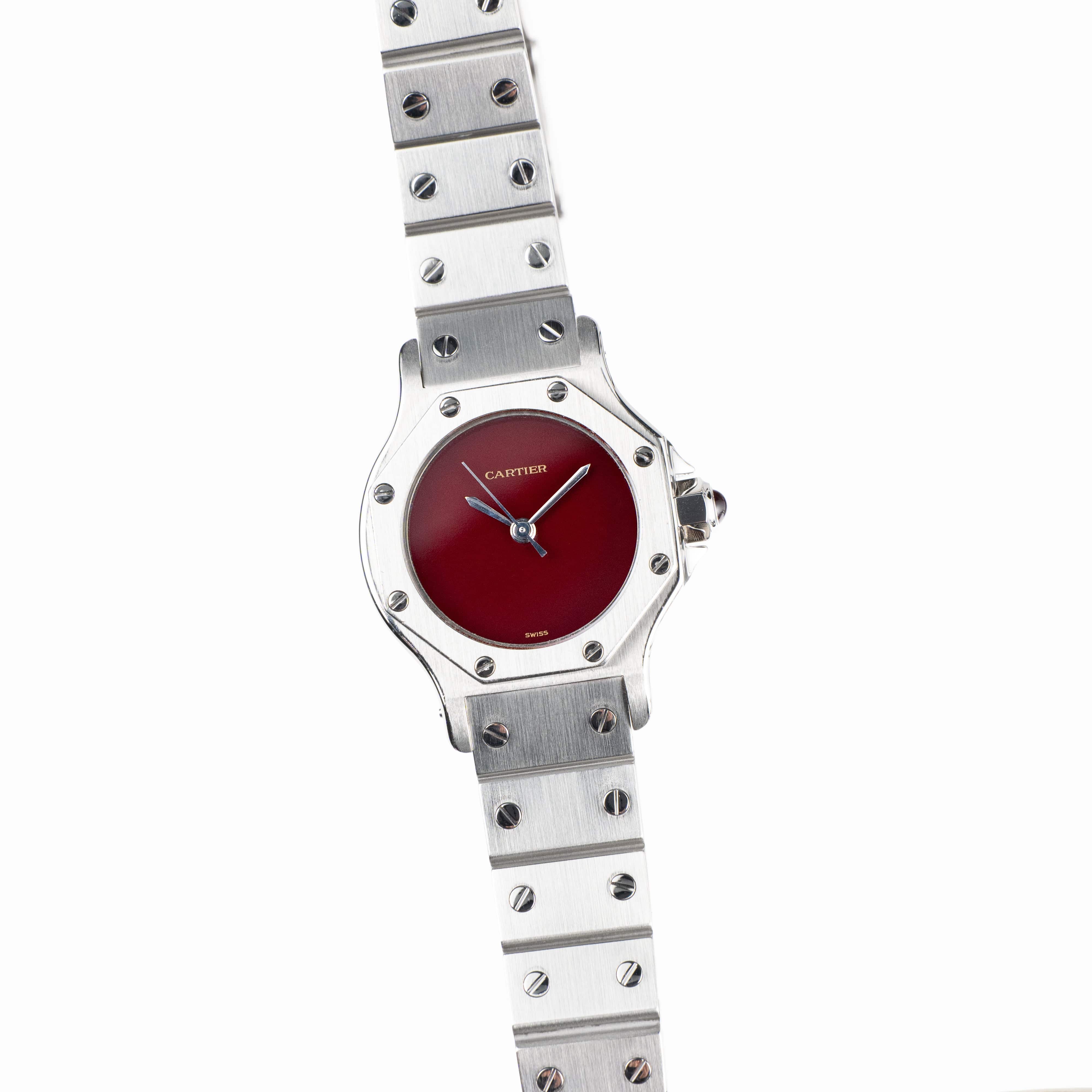 Cartier Santos Octagon 0906 Stainless Steel Burgundy Dial Quartz - Image 5