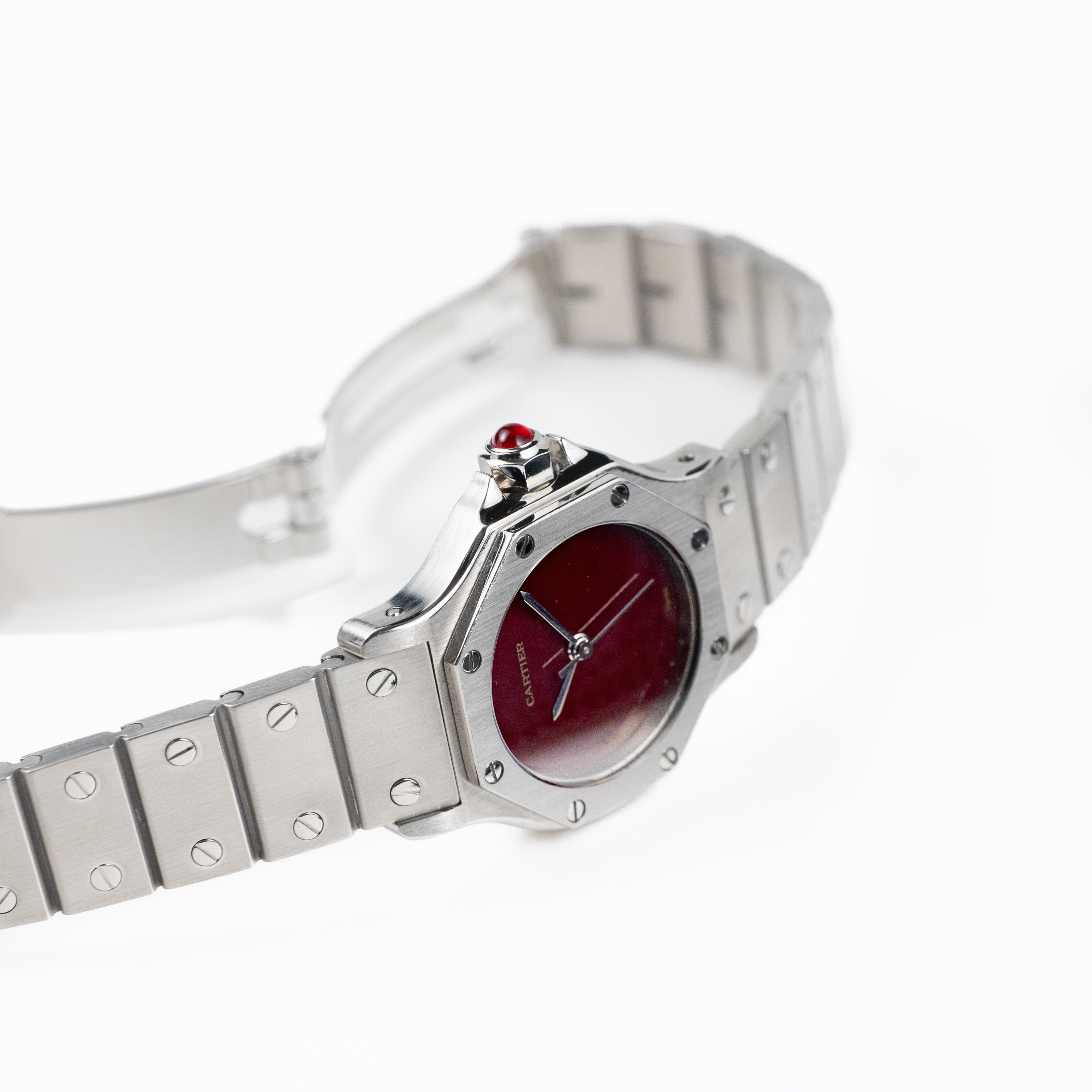 Cartier Santos Octagon 0906 Stainless Steel Burgundy Dial Quartz - Image 6
