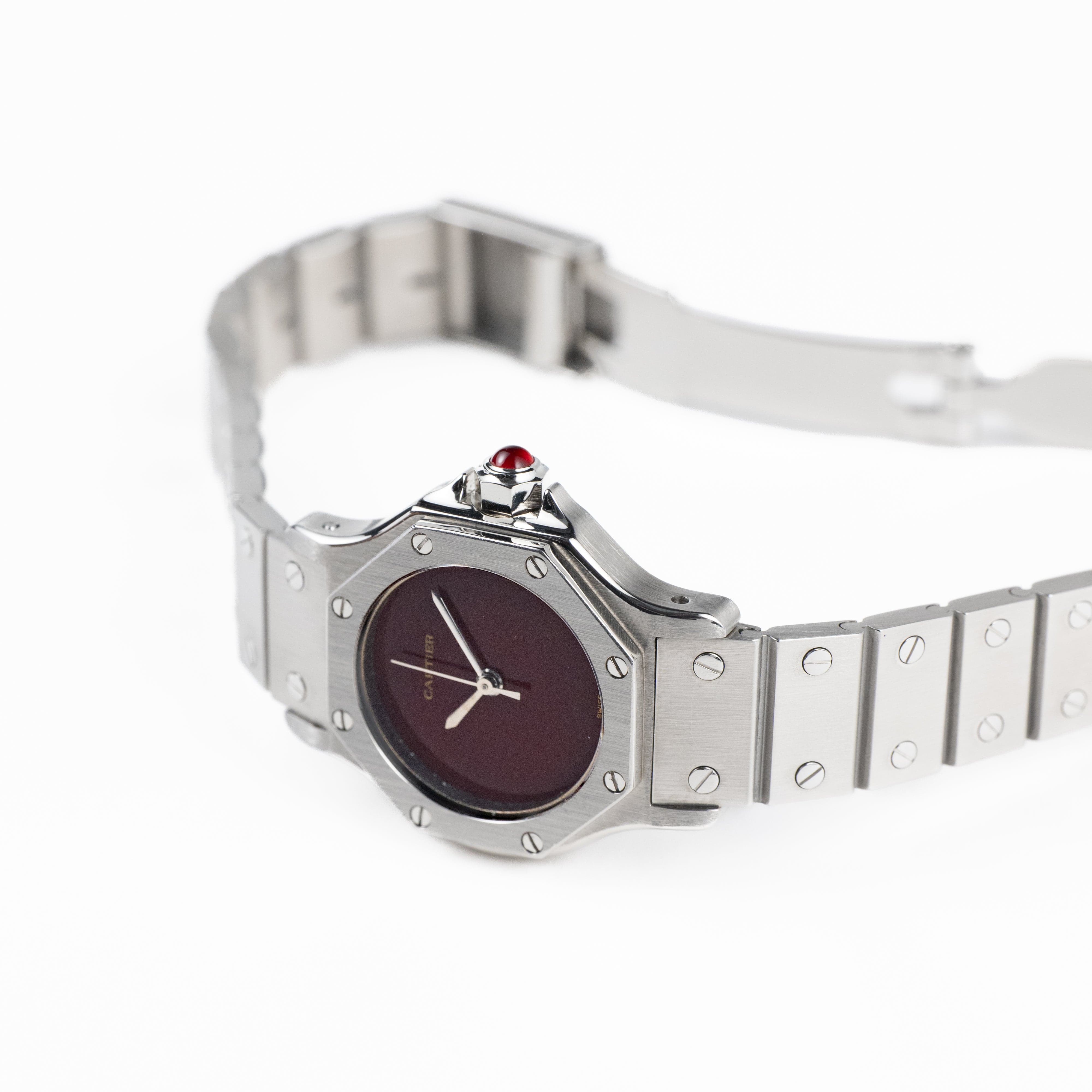 Cartier Santos Octagon 0906 Stainless Steel Burgundy Dial Quartz - Image 7