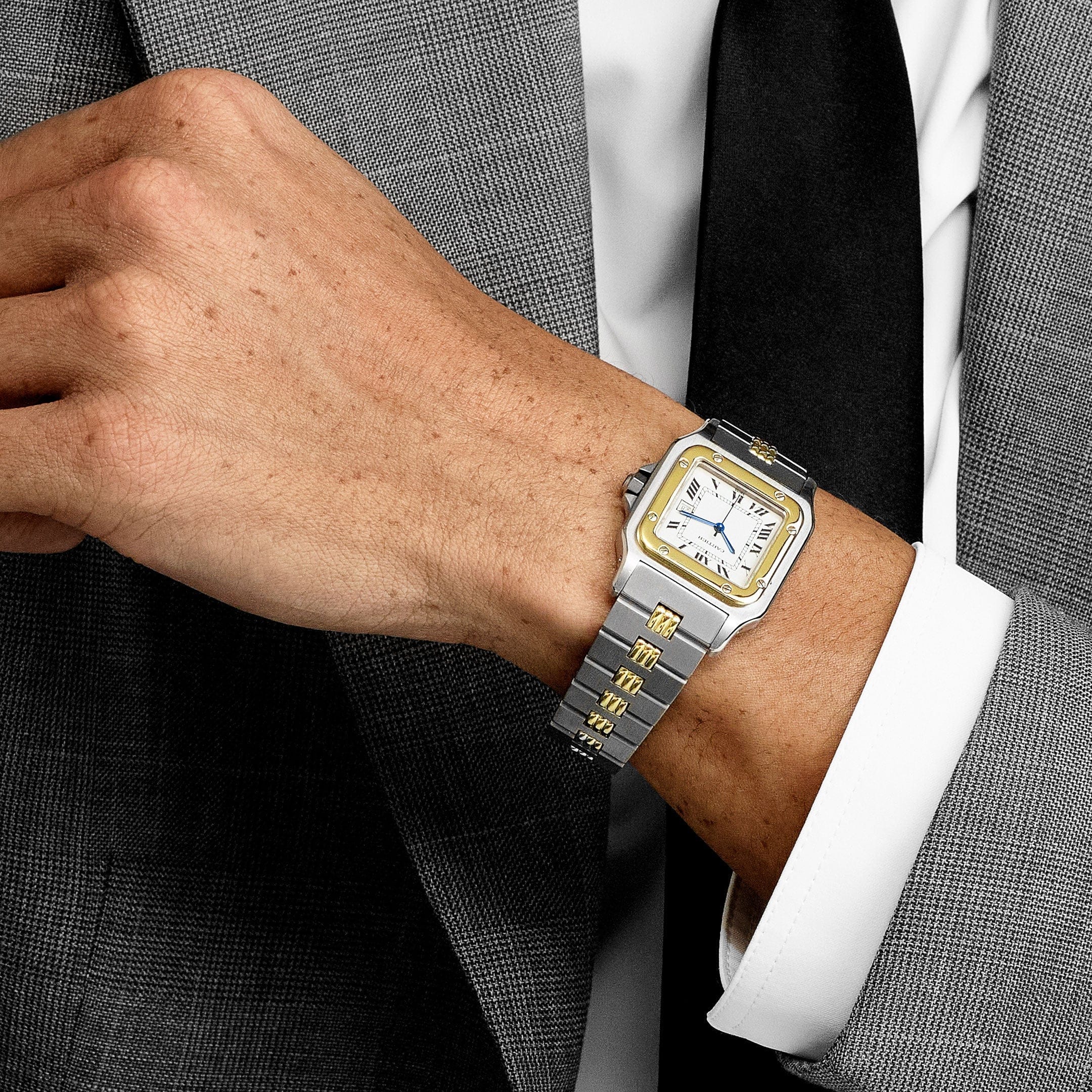 Cartier Santos Carrée 2961 Yellow Gold Stainless Steel White Dial - Image 3