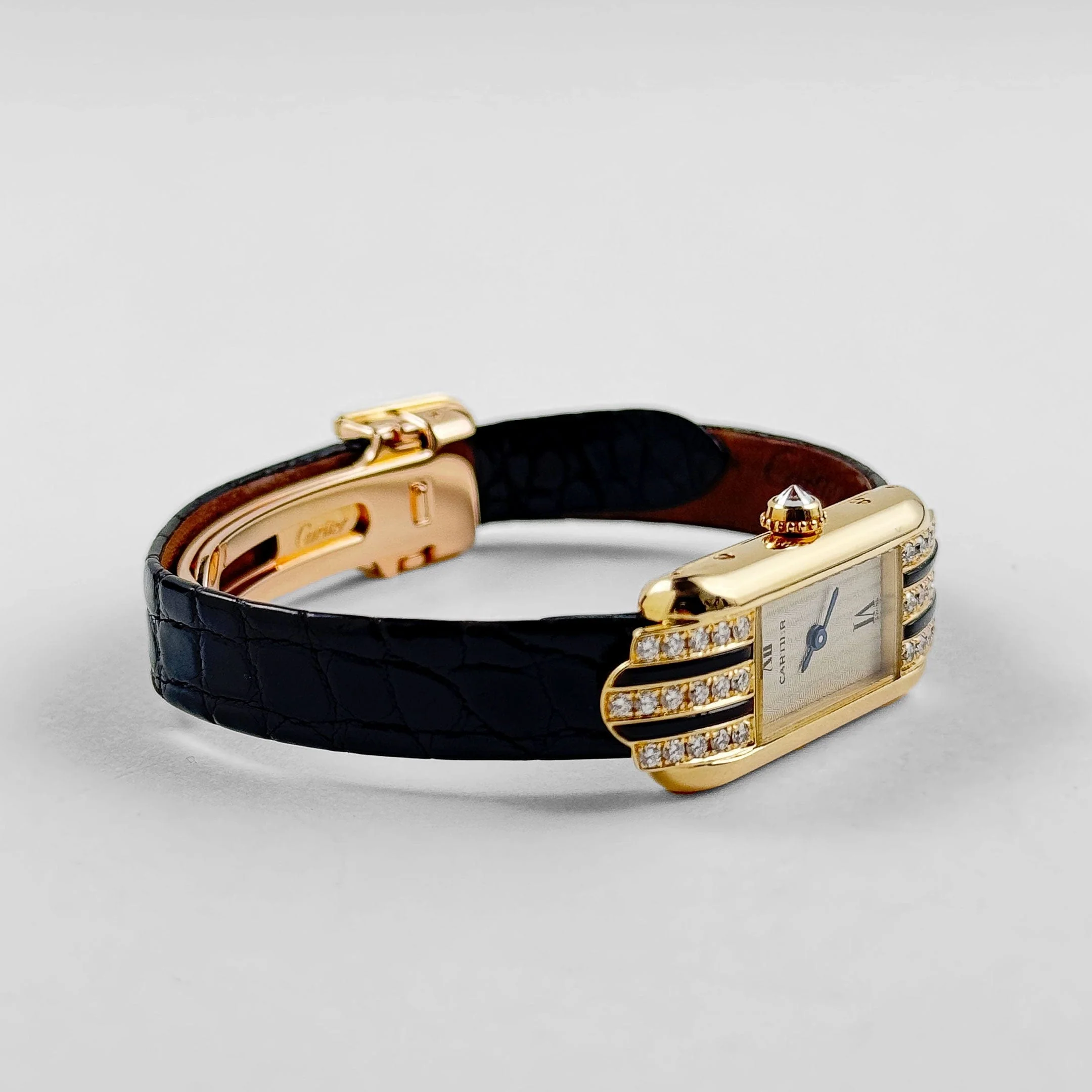 Cartier Tank Allongée 1380 Yellow Gold Ivory Dial Diamond Bezel Quartz - Image 6