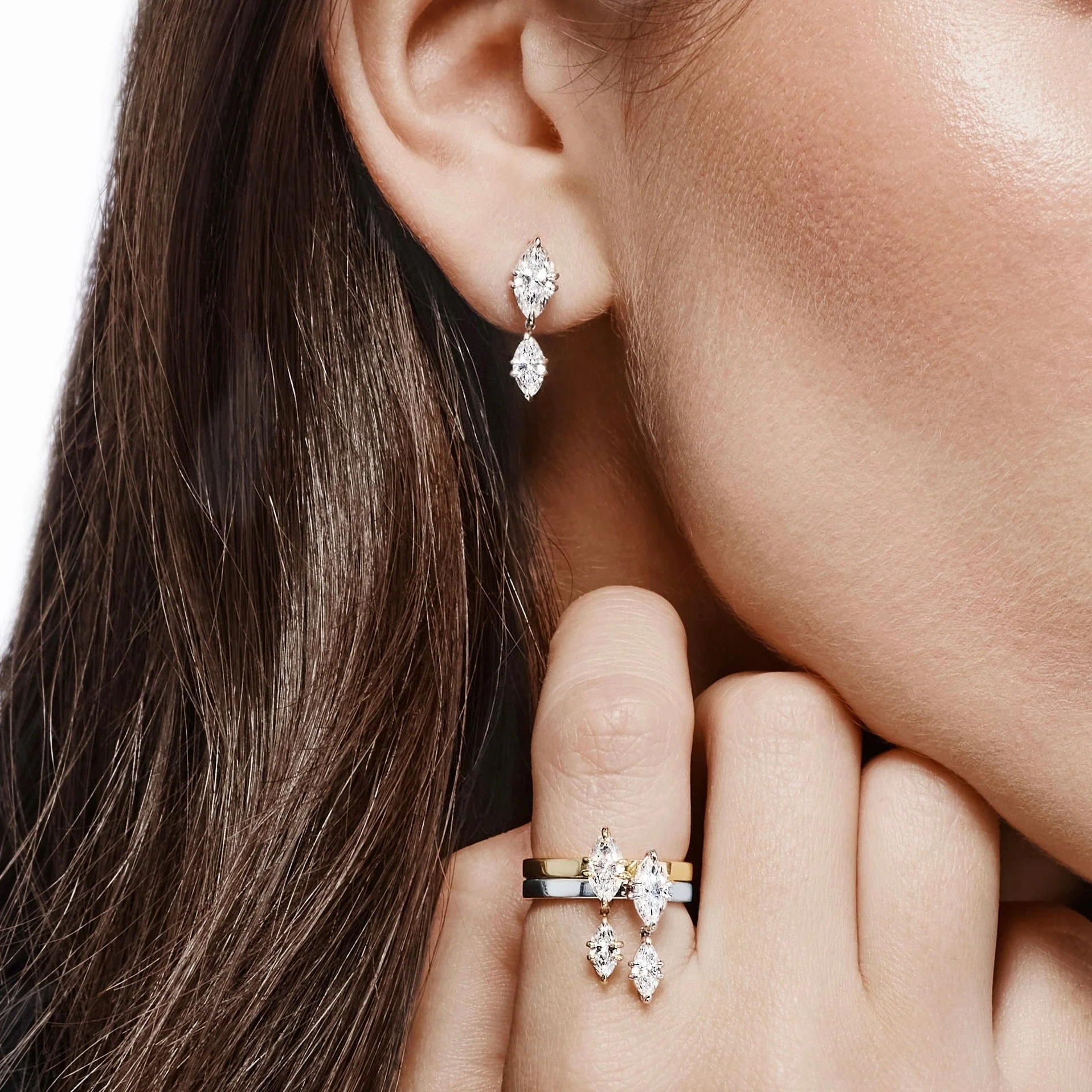 Celestia Diamond Drop Earrings - Image 3