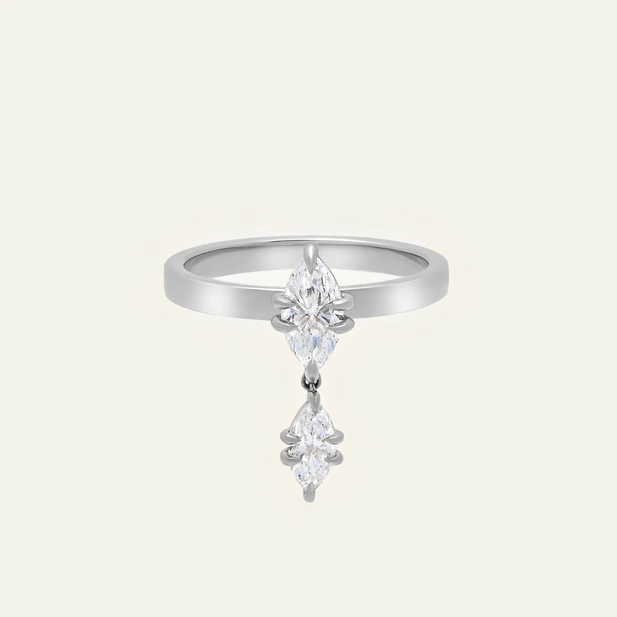 Celestia Diamond Drop Ring in White Gold