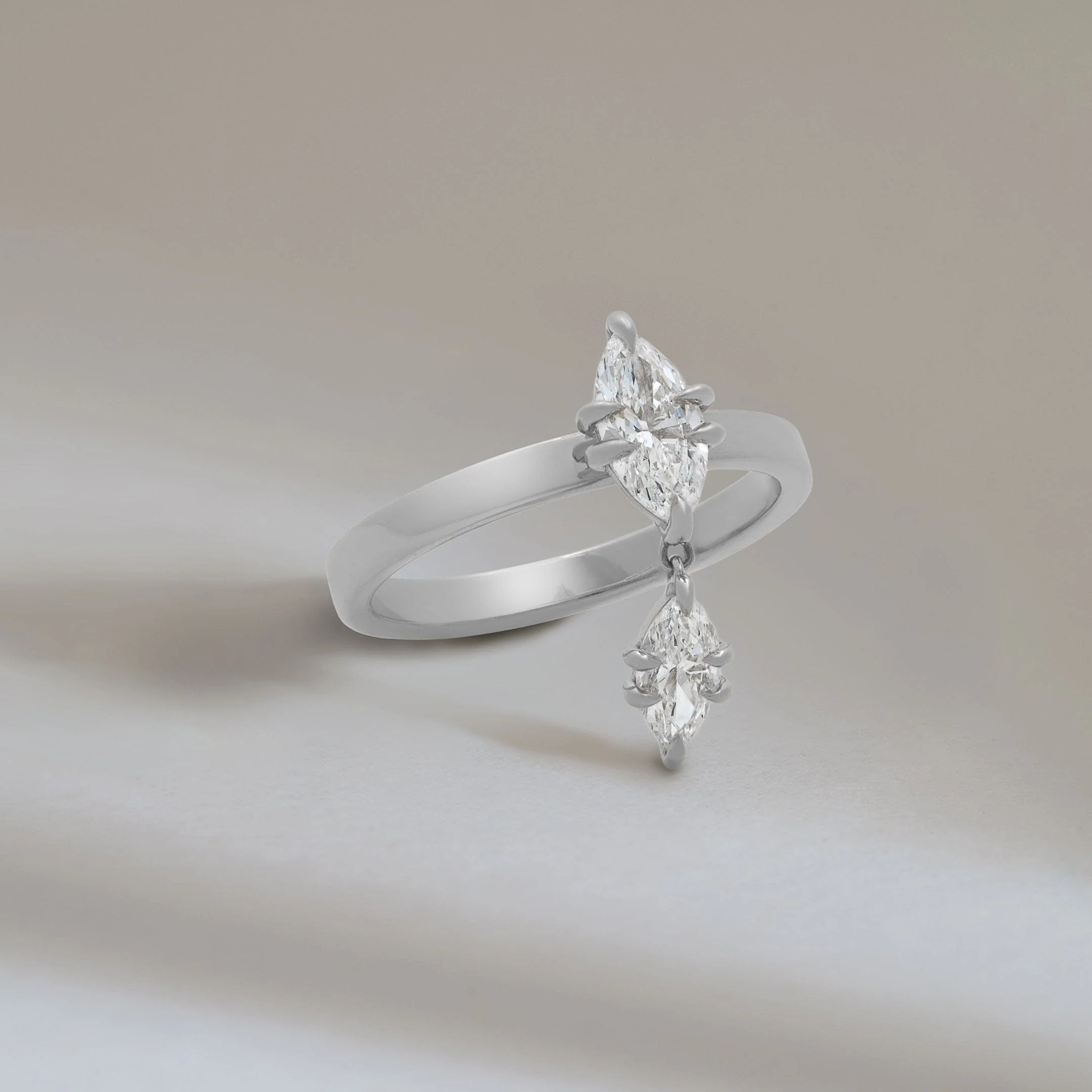 Celestia Diamond Drop Ring in White Gold - Image 2