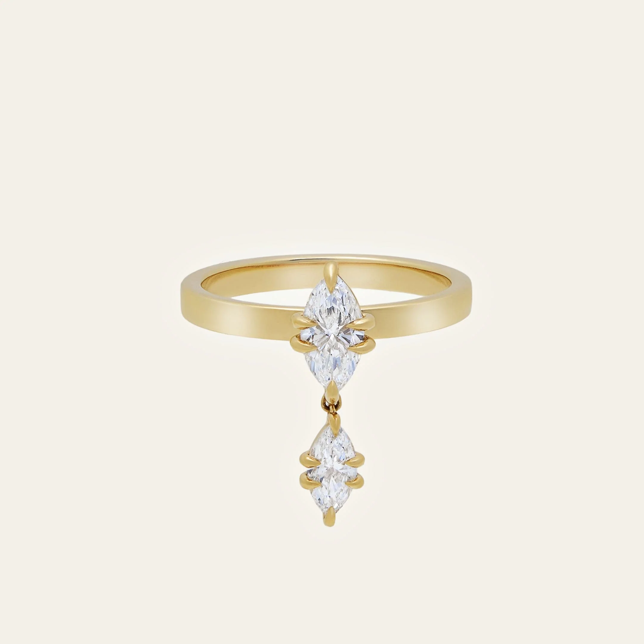 Celestia Diamond Drop Ring in Yellow Gold