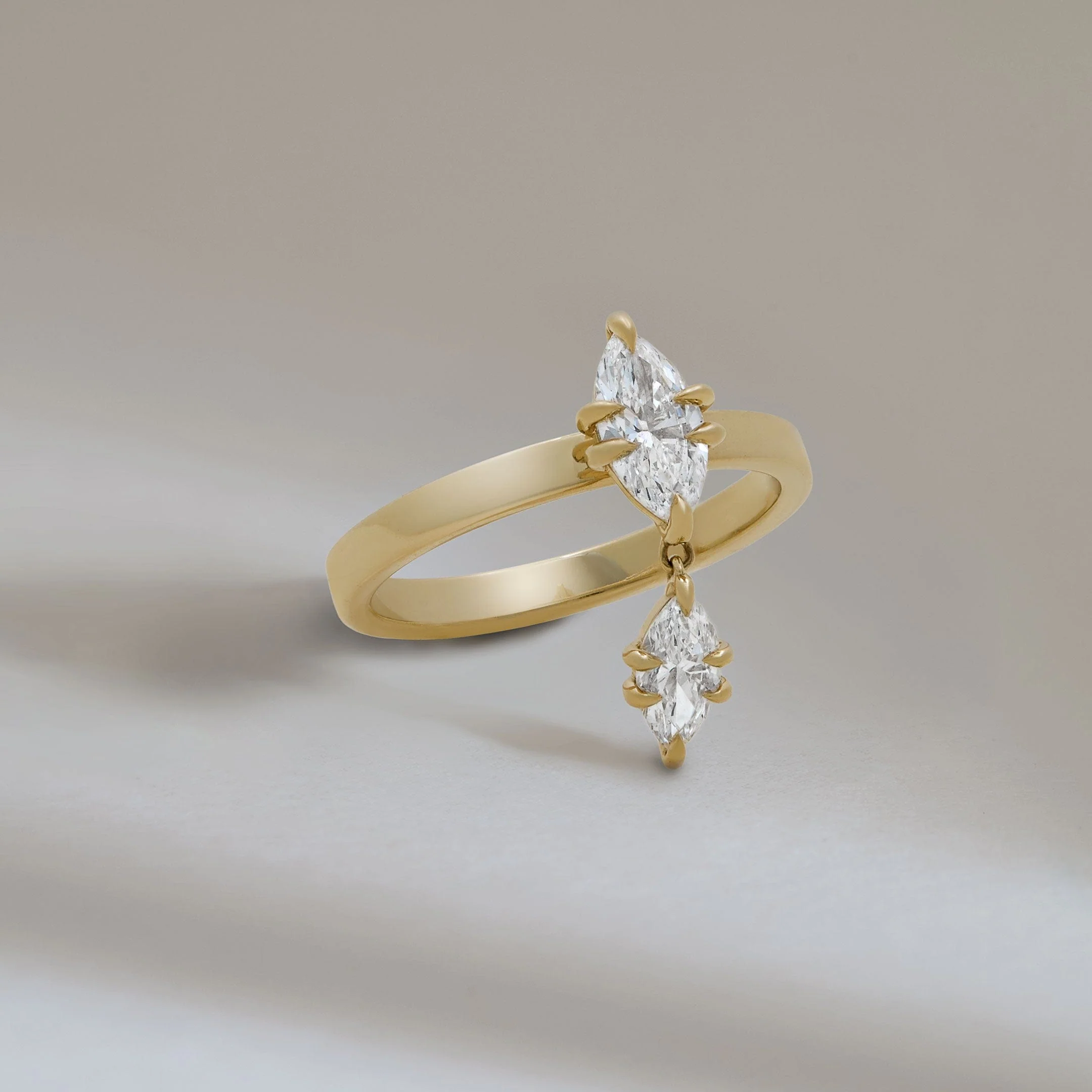 Celestia Diamond Drop Ring in Yellow Gold - Image 2