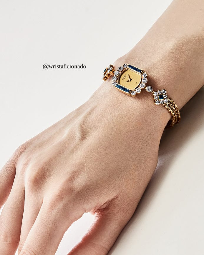 Chopard Vintage 'Ladies' Yellow Gold Blue Sapphire Diamond Watch - Image 2