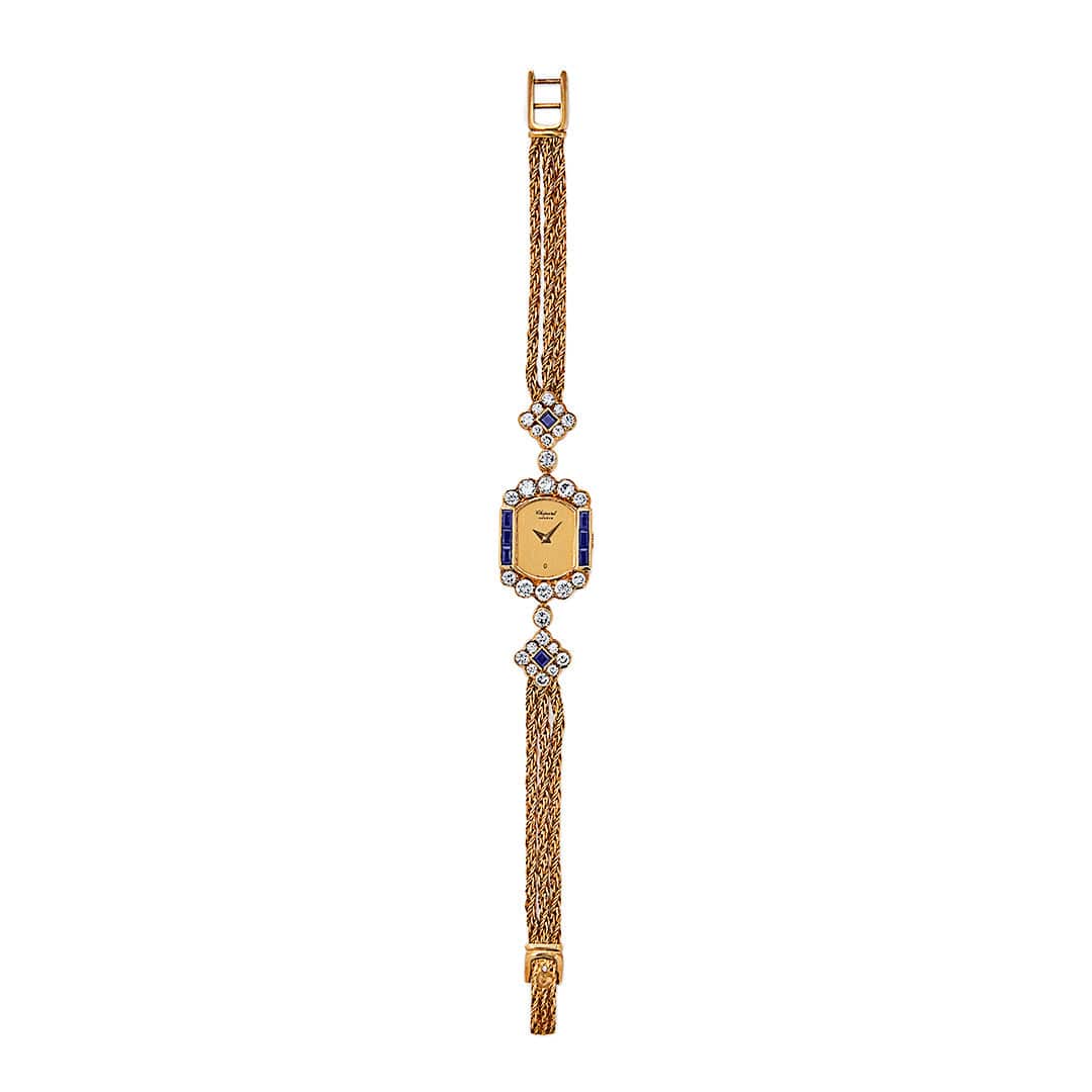Chopard Vintage 'Ladies' Yellow Gold Blue Sapphire Diamond Watch - Image 4
