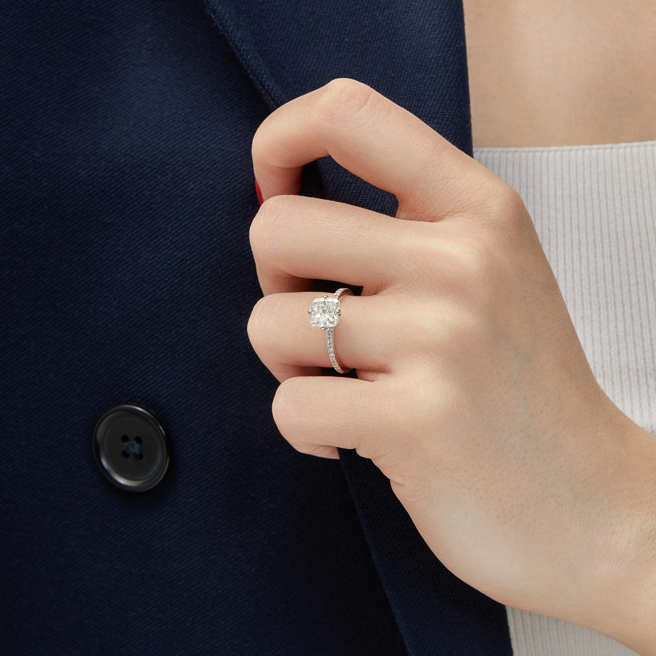 Cushion Cut Diamond White Gold Engagement Ring - Image 3
