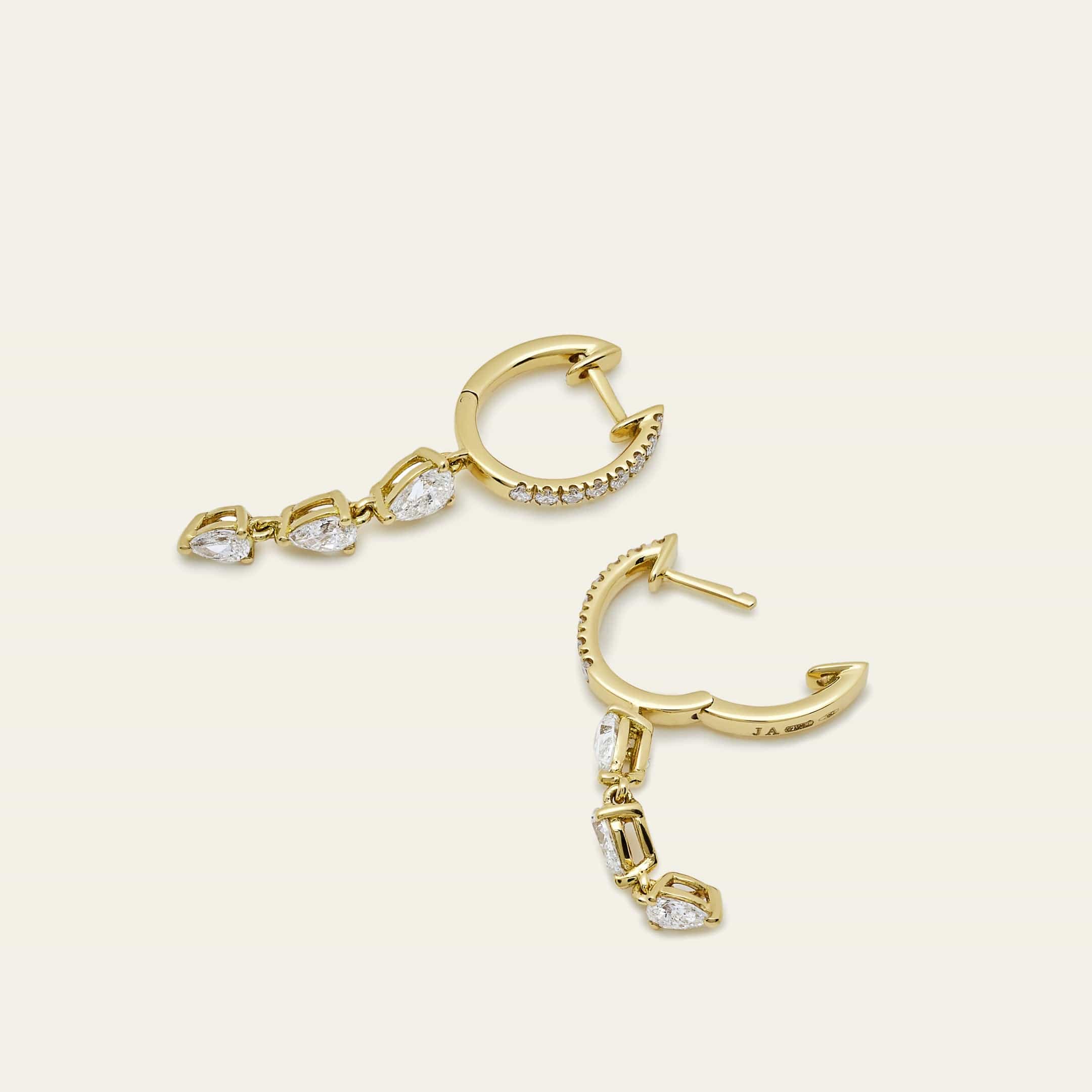 Dangling Diamond Huggie Hoop Earrings - Image 4
