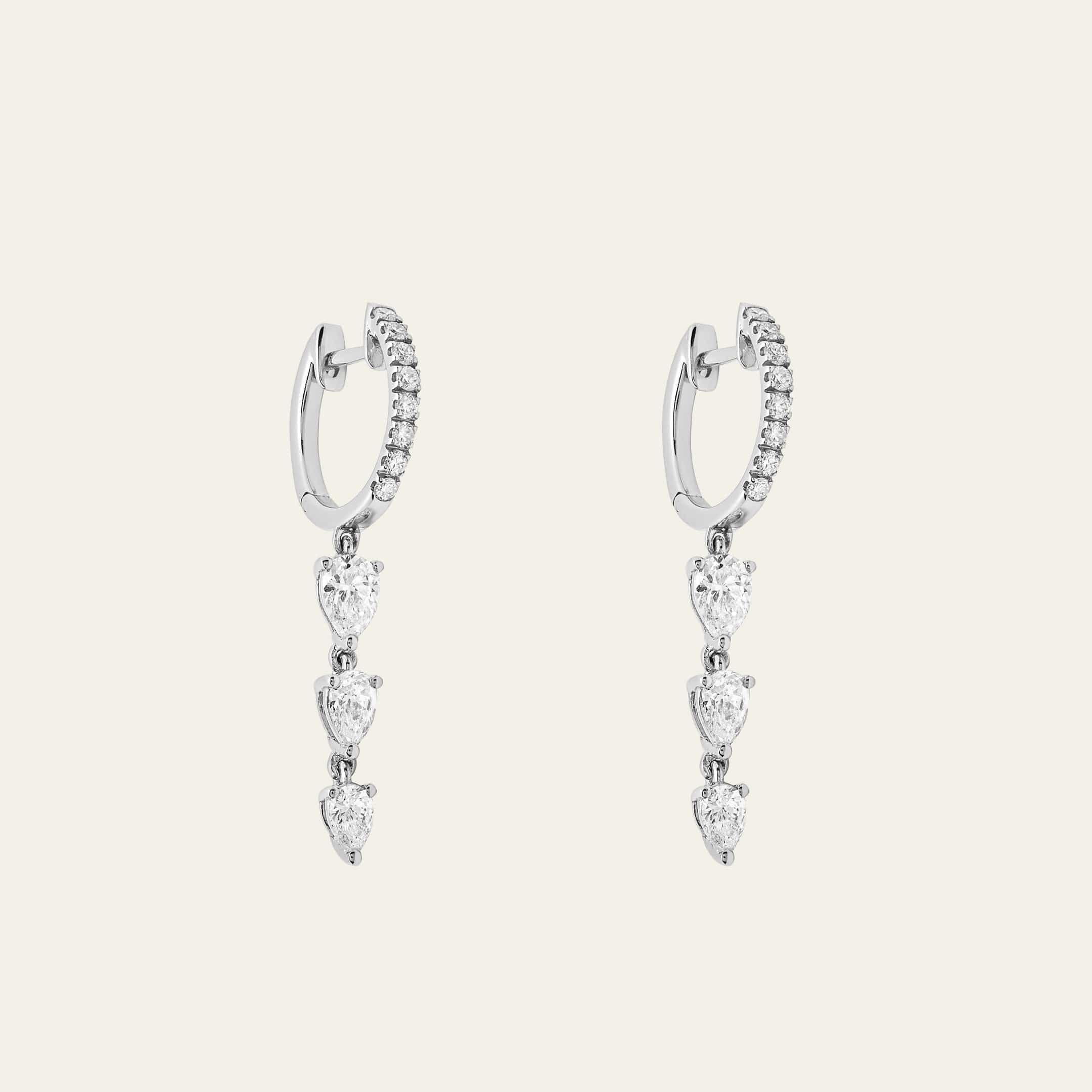 Dangling Diamond Huggie Hoop Earrings - Image 5
