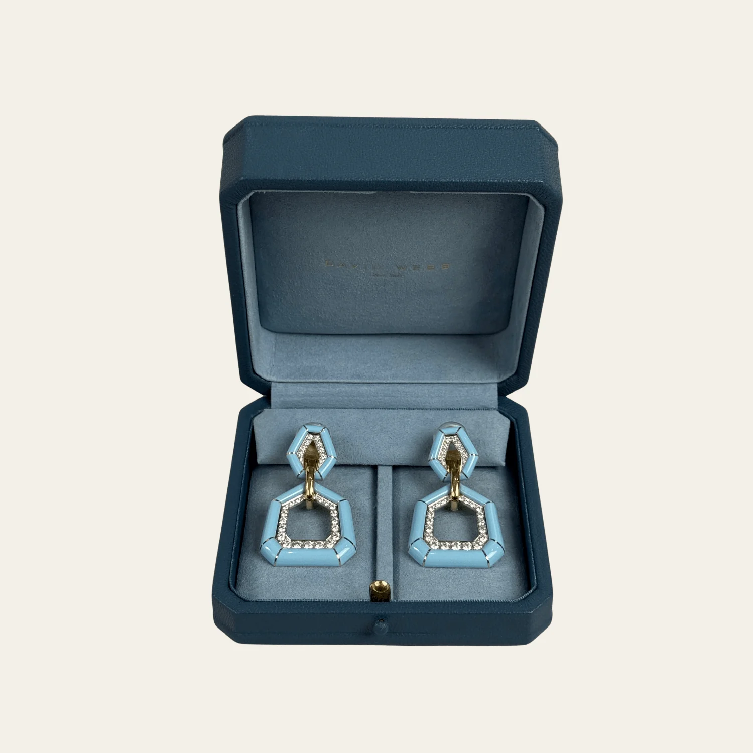 David Webb Bamboo Earrings in Blue Enamel - Image 3