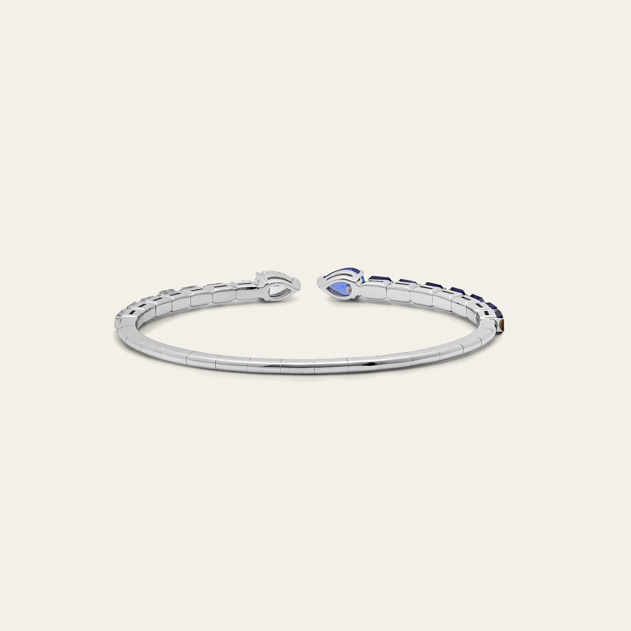 Diamond and Blue Sapphire Cuff Bracelet - Image 4