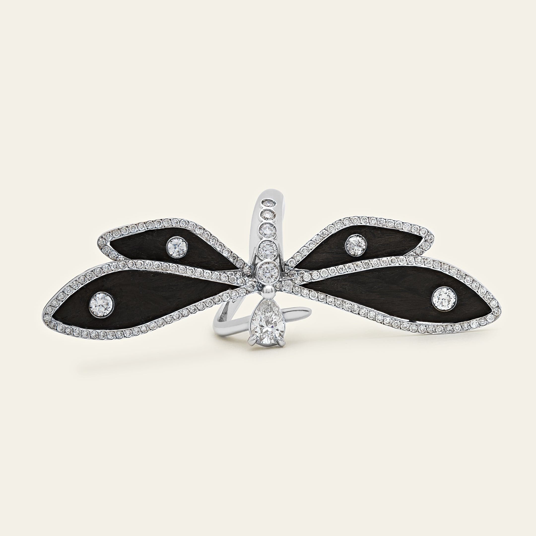 Diamond and Carbon Dragonfly Ring - Image 3