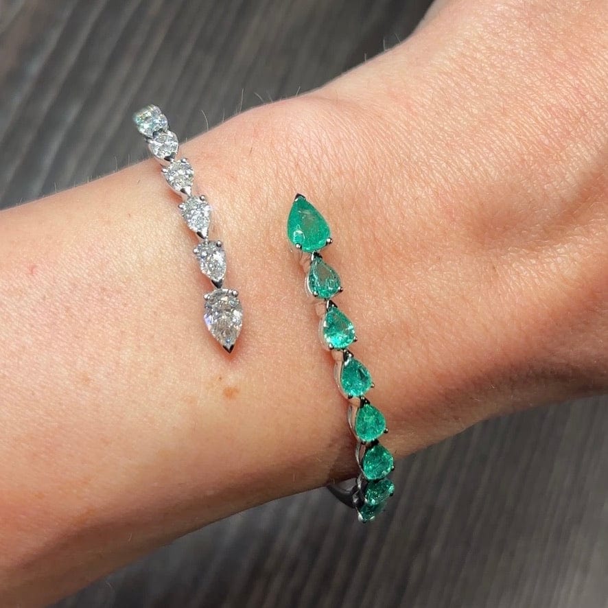 Diamond and Emerald Bypass Cuff Bracelet - Image 5