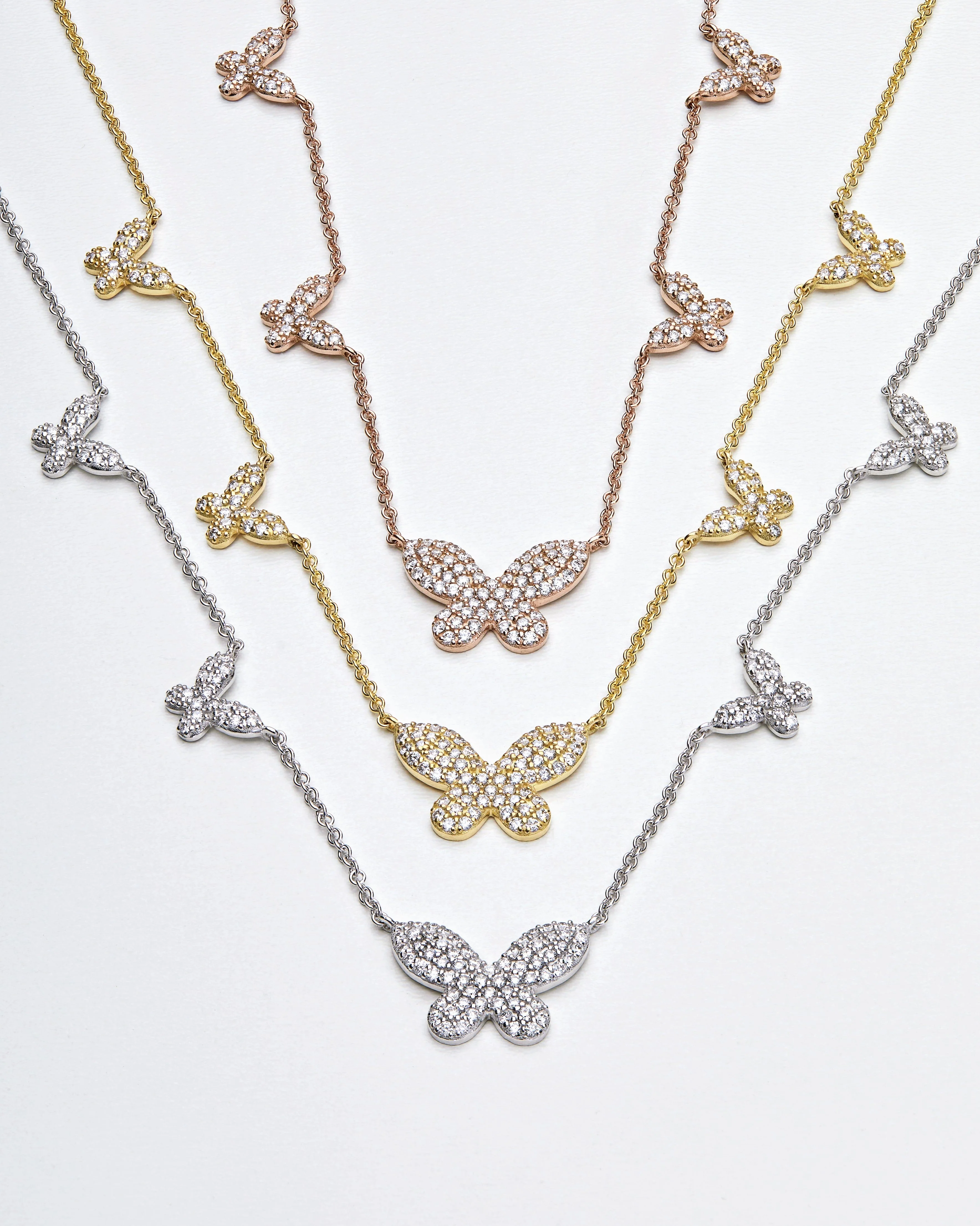 Diamond and Gold Butterfly Necklace - Image 2