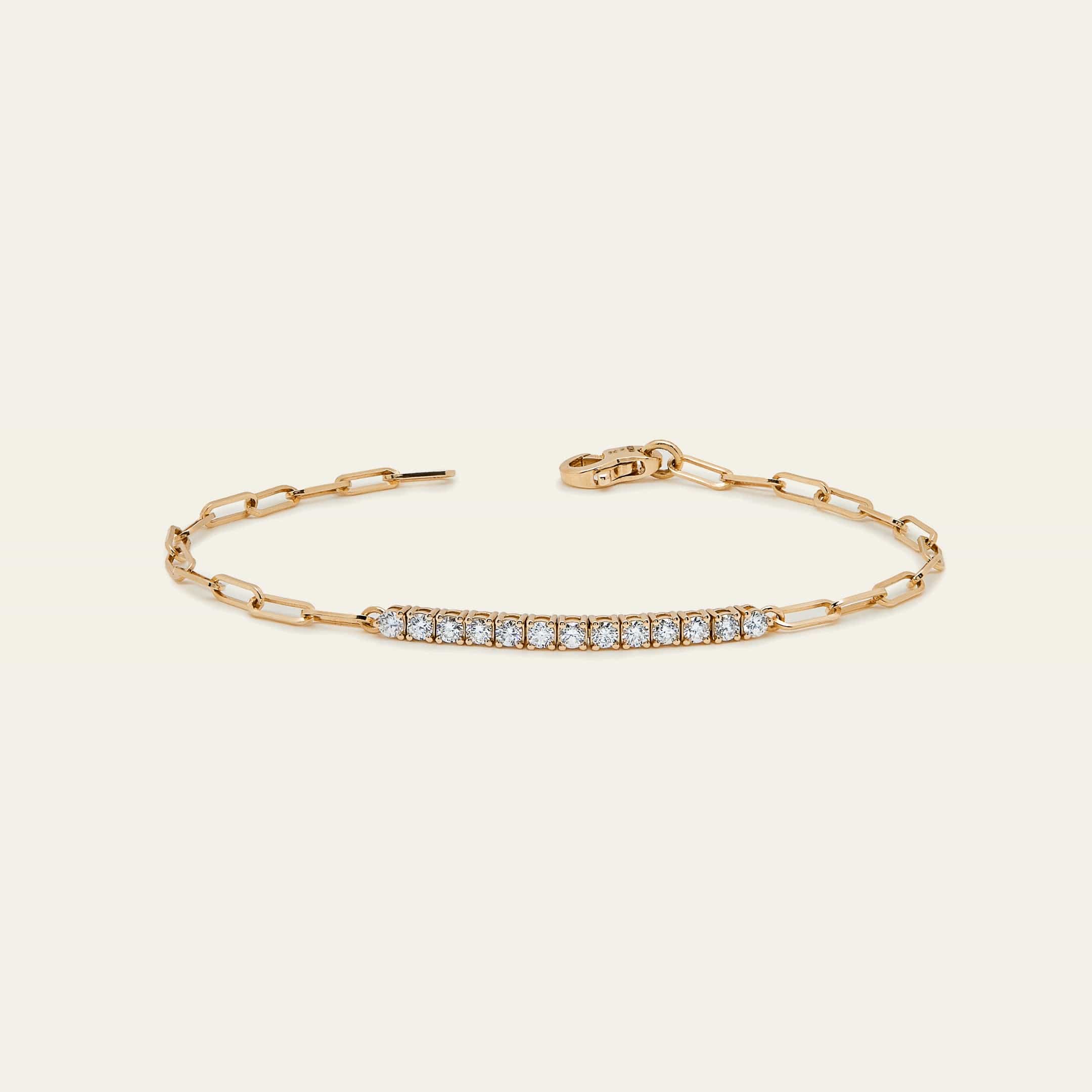 Diamond and Gold Paperclip Chain Bracelet - Image 3