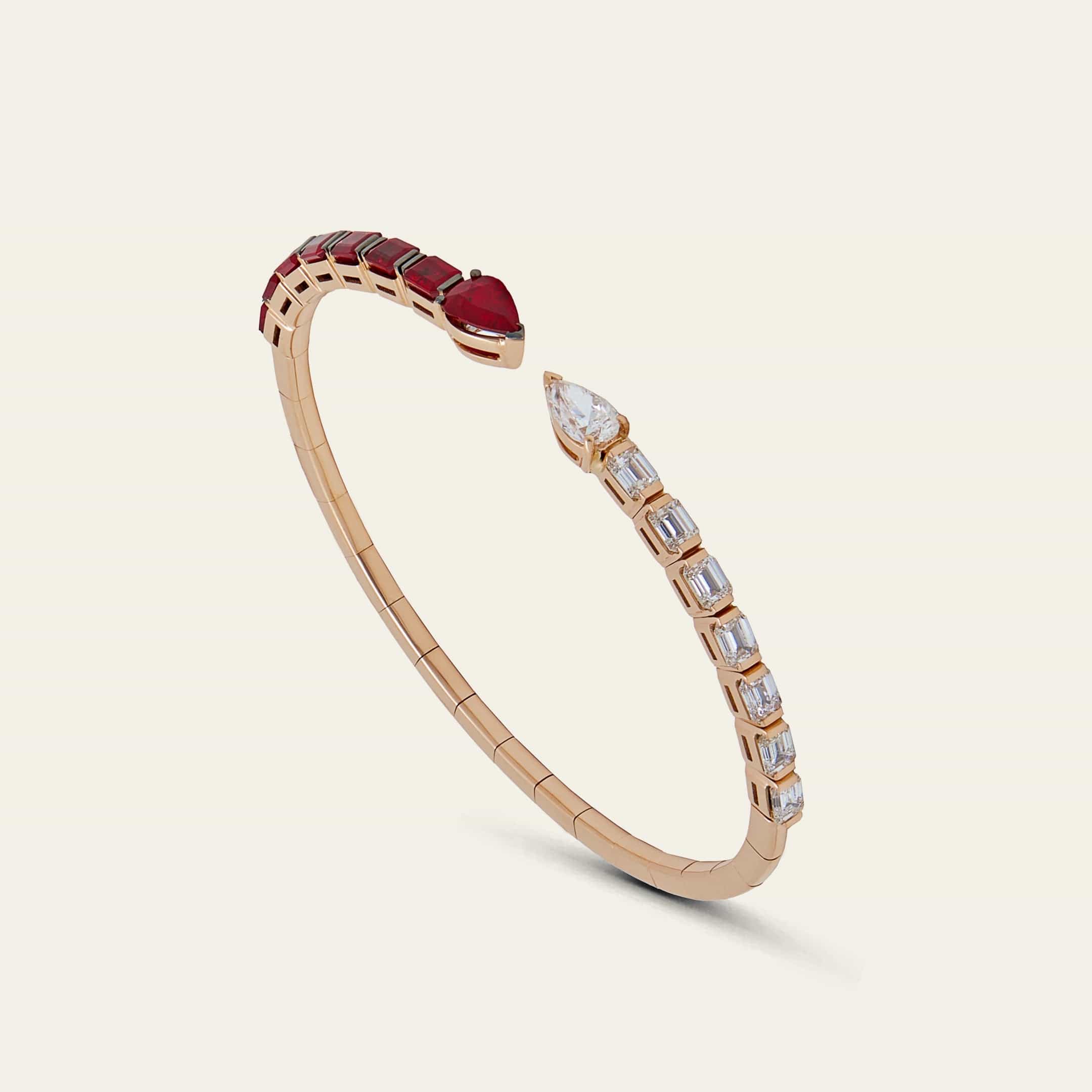 Diamond and Ruby Cuff Bracelet - Image 4