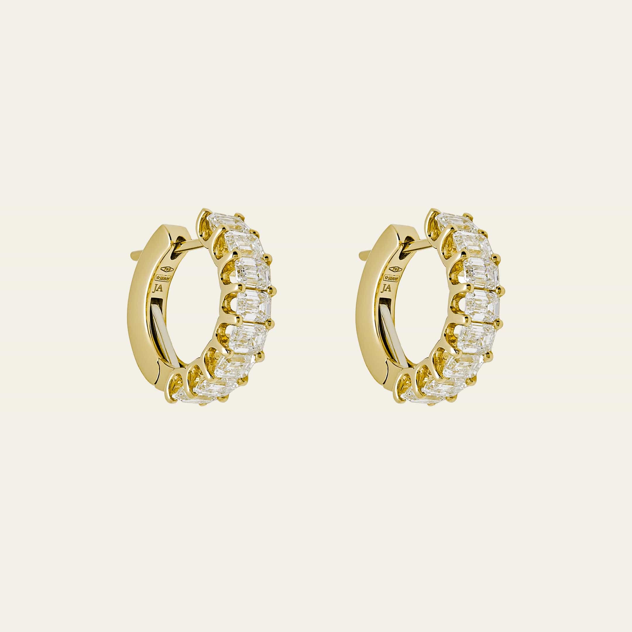 Emerald-Cut Diamond Hoop Earrings - Image 3