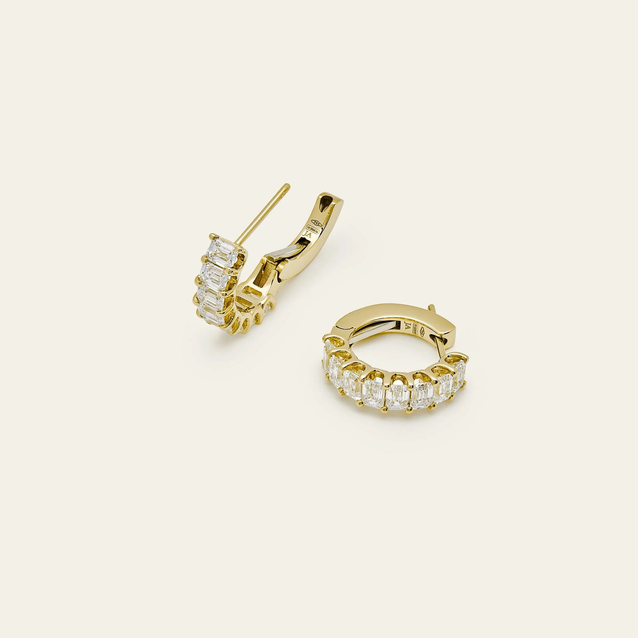Emerald-Cut Diamond Hoop Earrings - Image 6