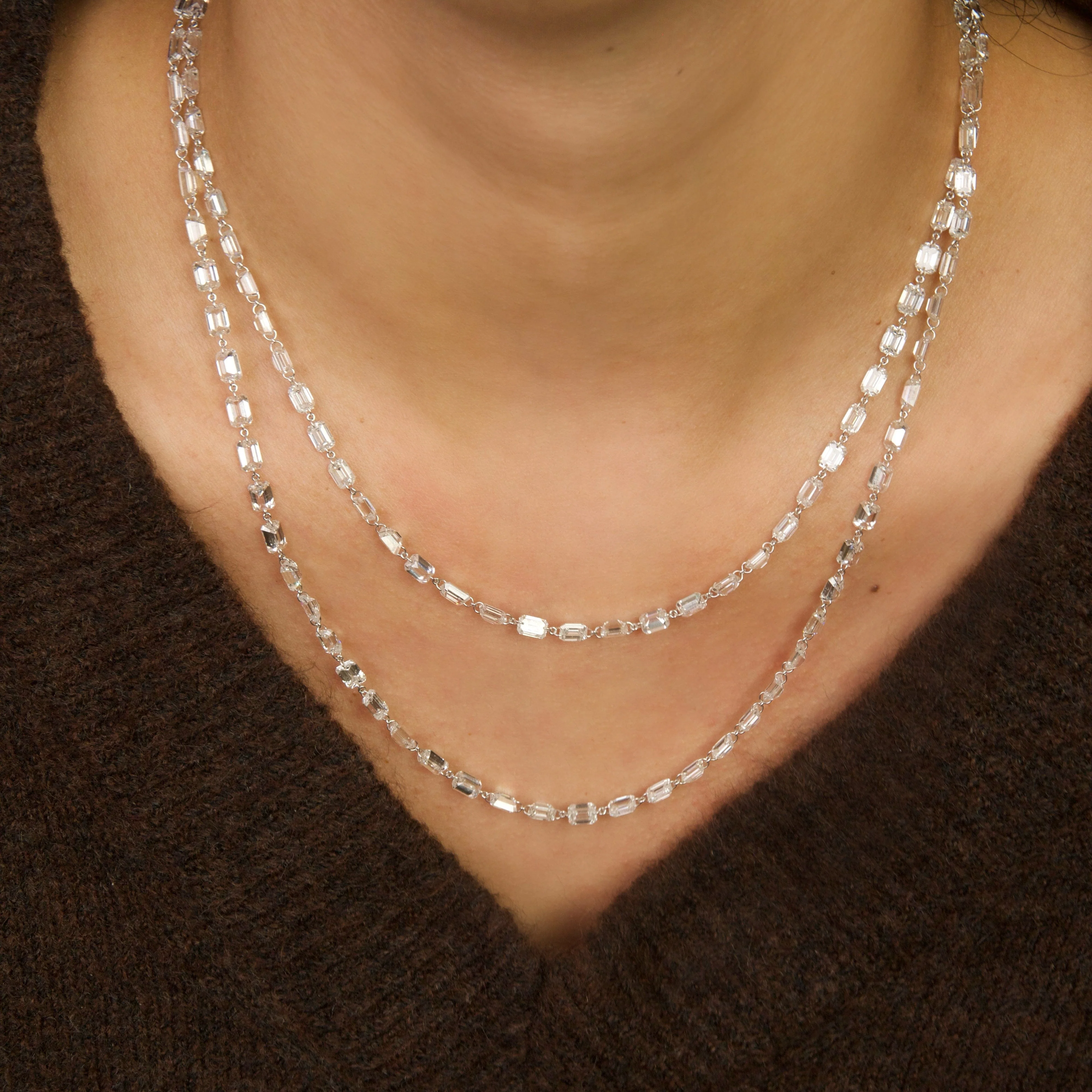 Emerald-Cut Diamond Rope Necklace - Image 2