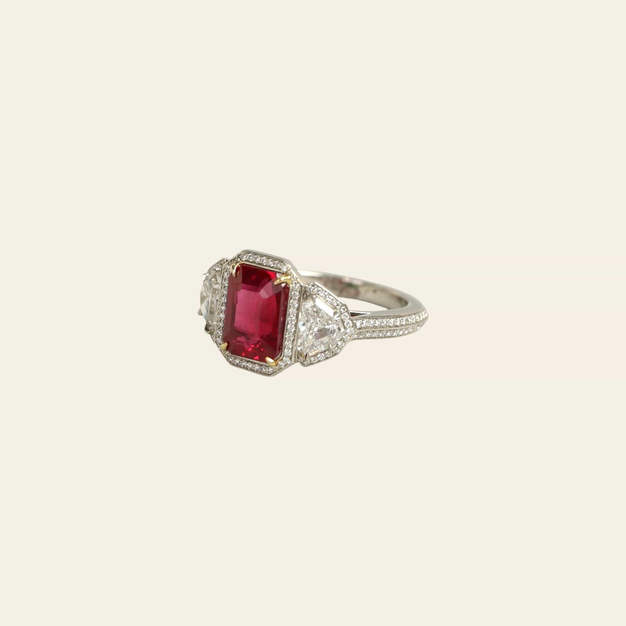 Emerald-Cut Ruby and Diamond Ring - Image 3