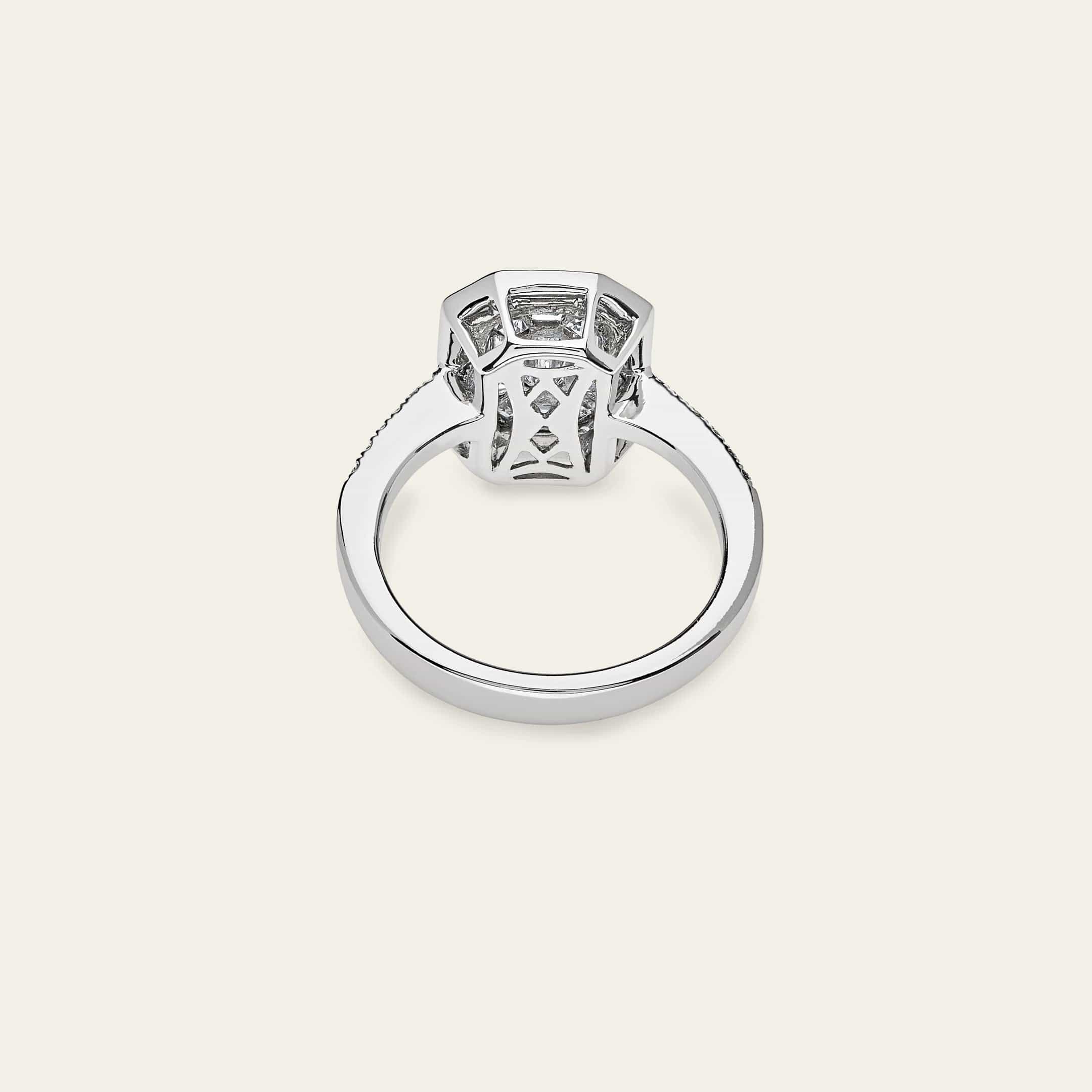 Emerald Illusion Diamond Halo White Gold Engagement Ring - Image 3