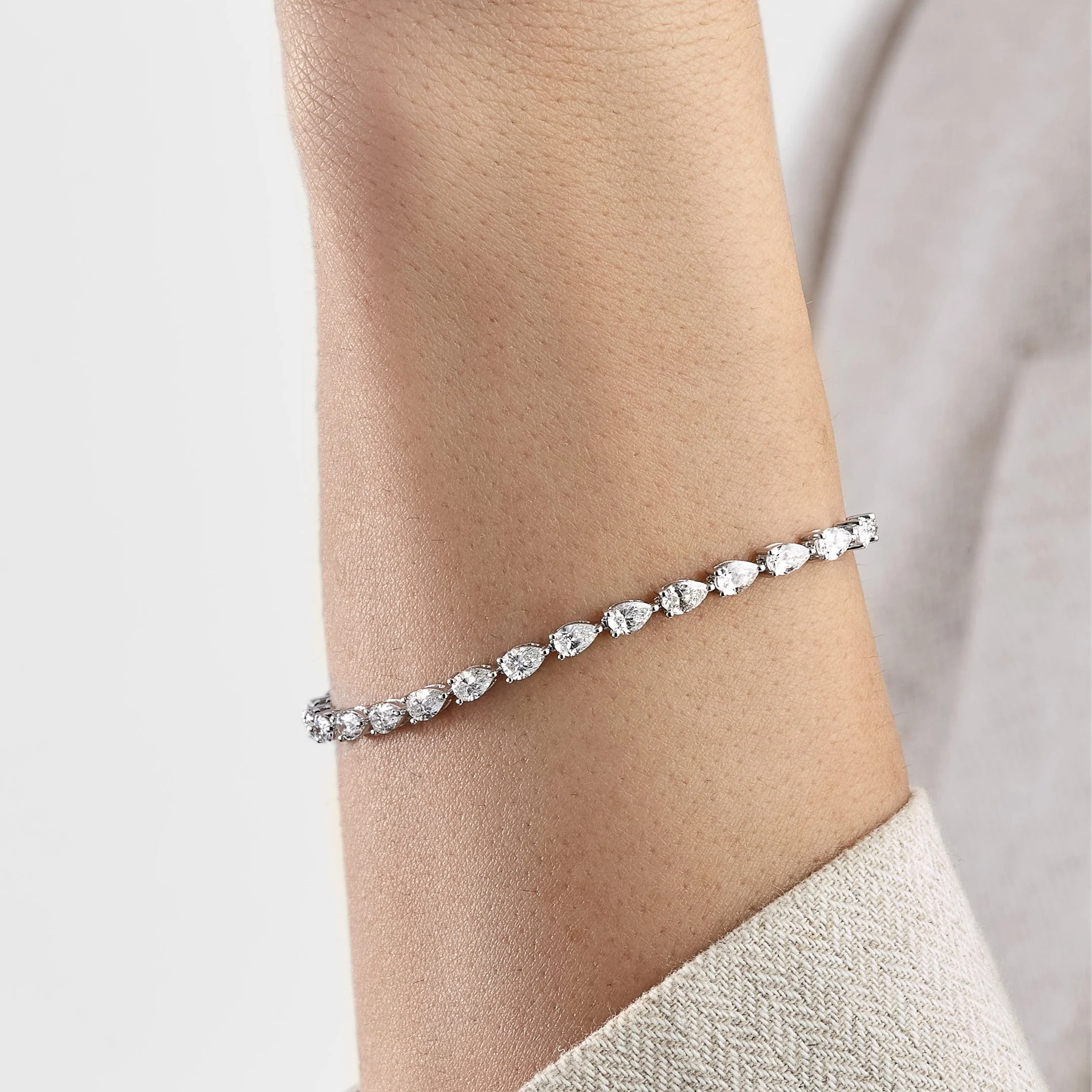 Esme 6 Carat Pear-Shaped Diamond Tennis Bracelet - Image 2
