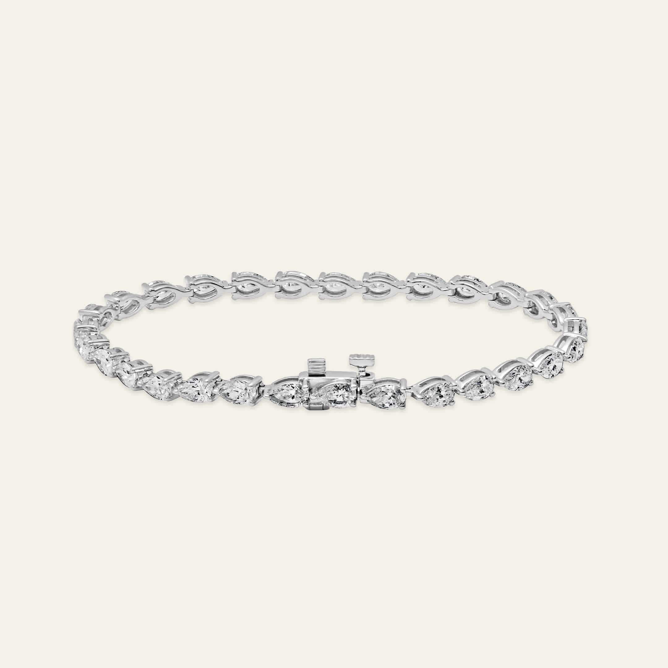 Esme 6 Carat Pear-Shaped Diamond Tennis Bracelet - Image 3