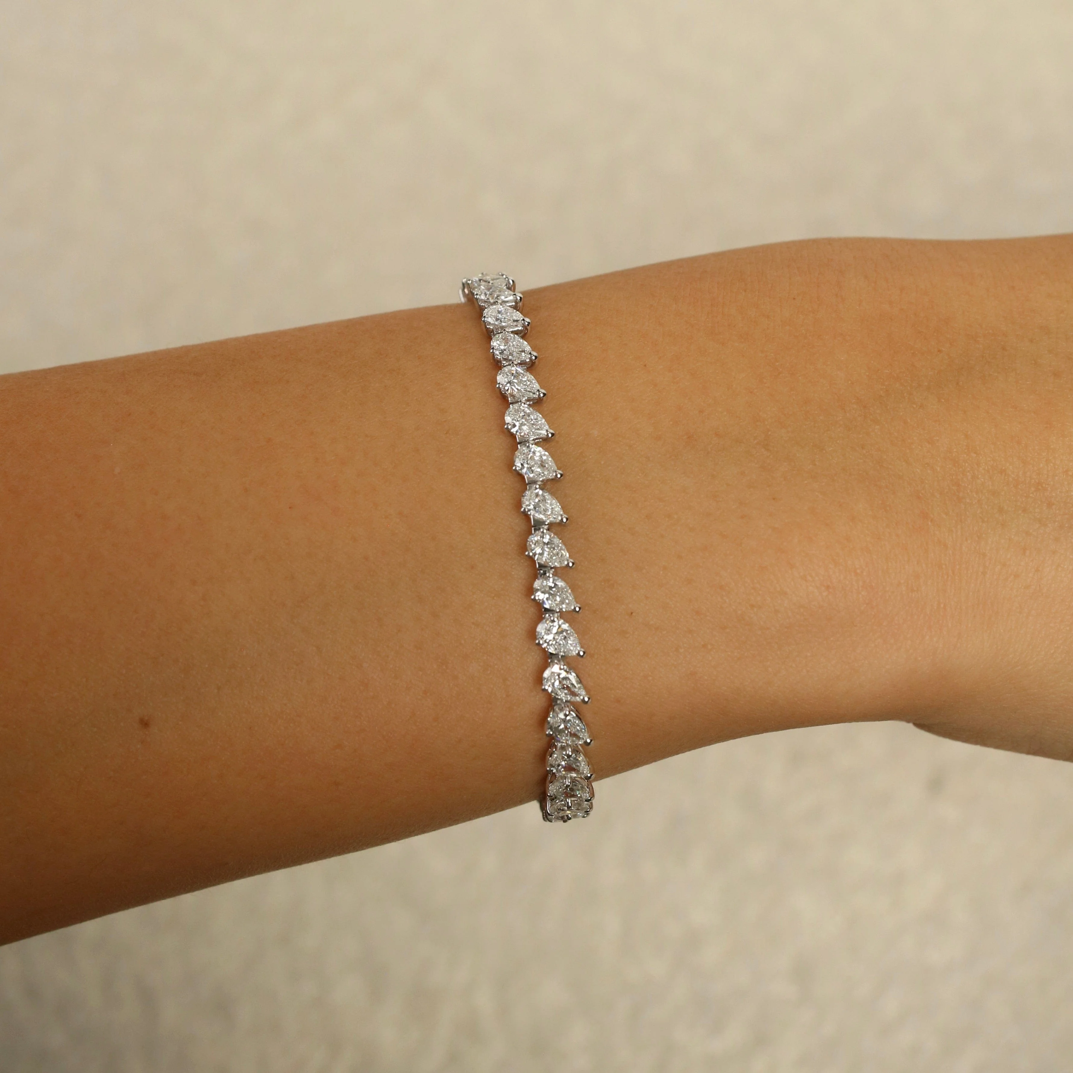 Esme 7 Carat Pear-Shaped Diamond Tennis Bracelet - Image 2