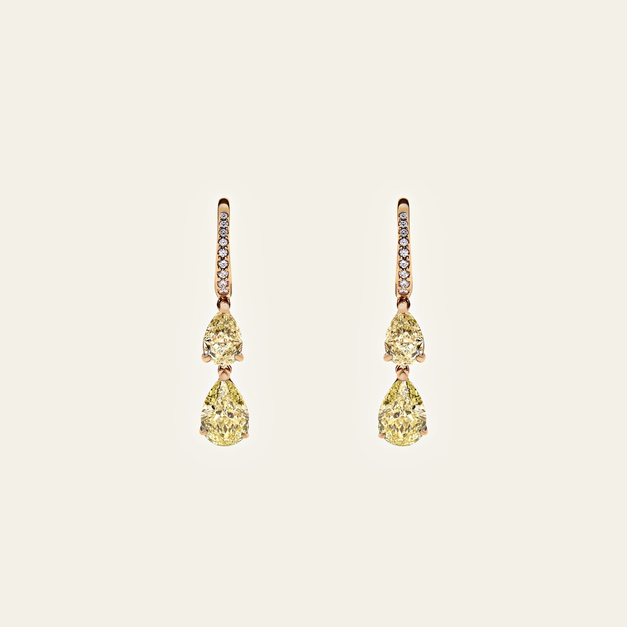 Fancy Yellow Diamond Dangling Earrings