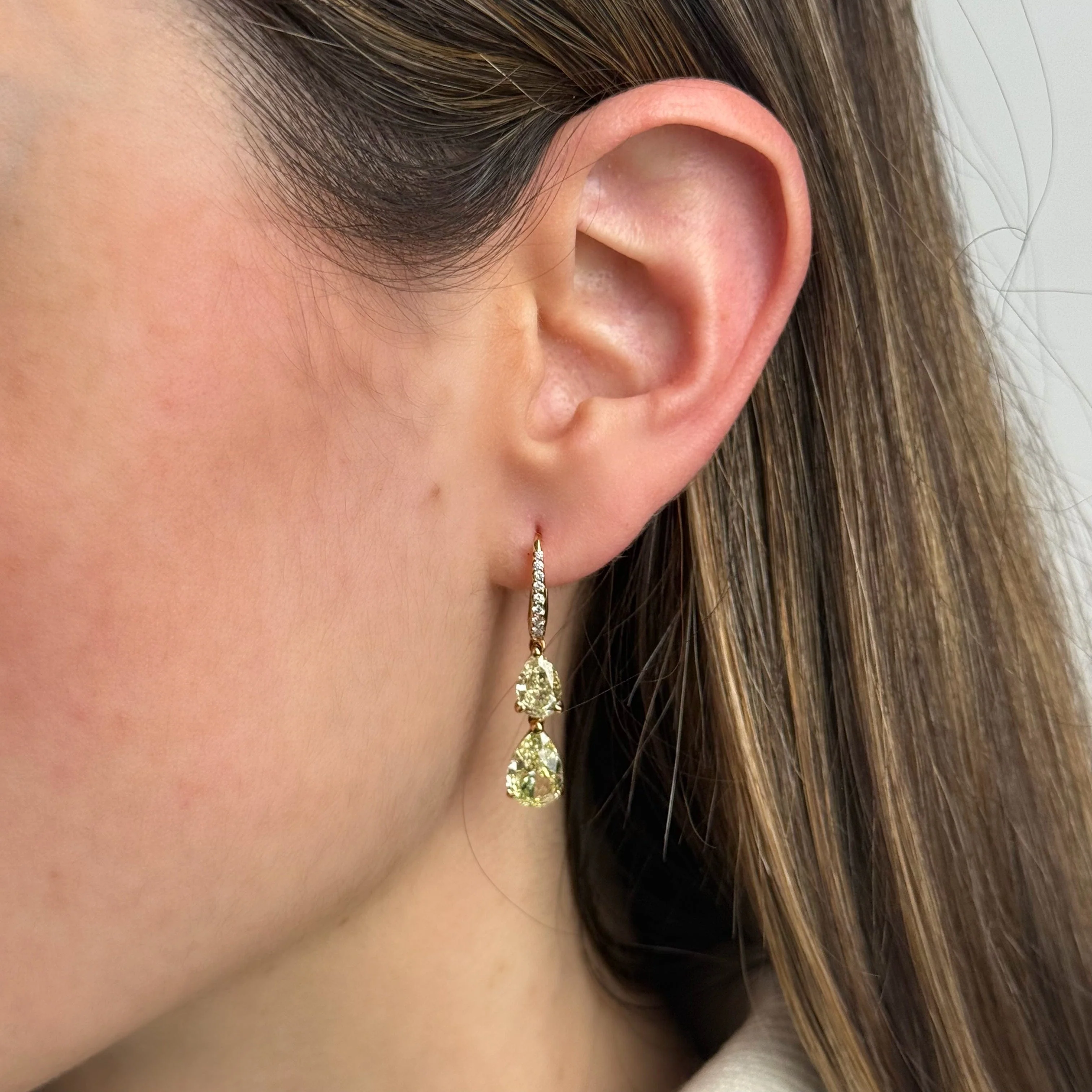 Fancy Yellow Diamond Dangling Earrings - Image 2