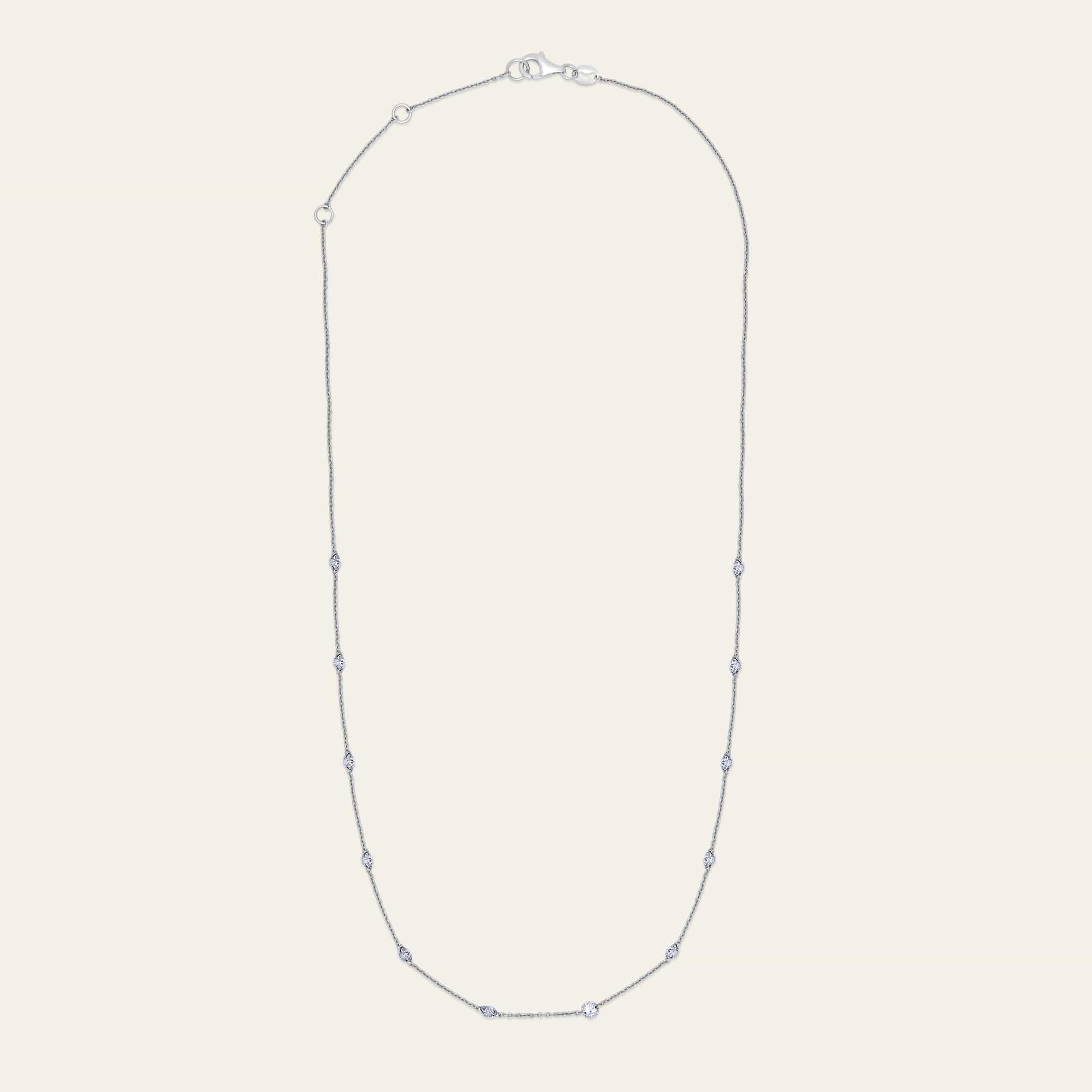 Floating Diamond Tennis Necklace in White Gold