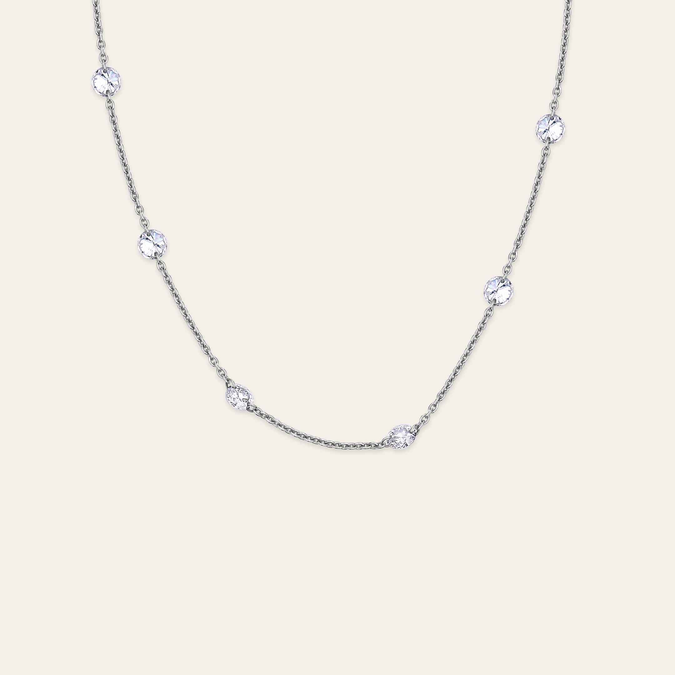 Floating Diamond Tennis Necklace in White Gold - Image 3