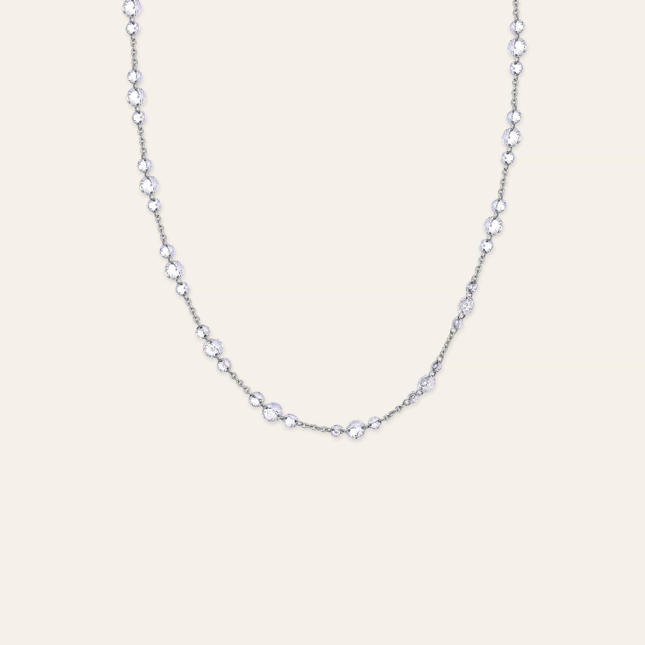 Floating Diamond Trio Tennis Necklace in White Gold - Image 3
