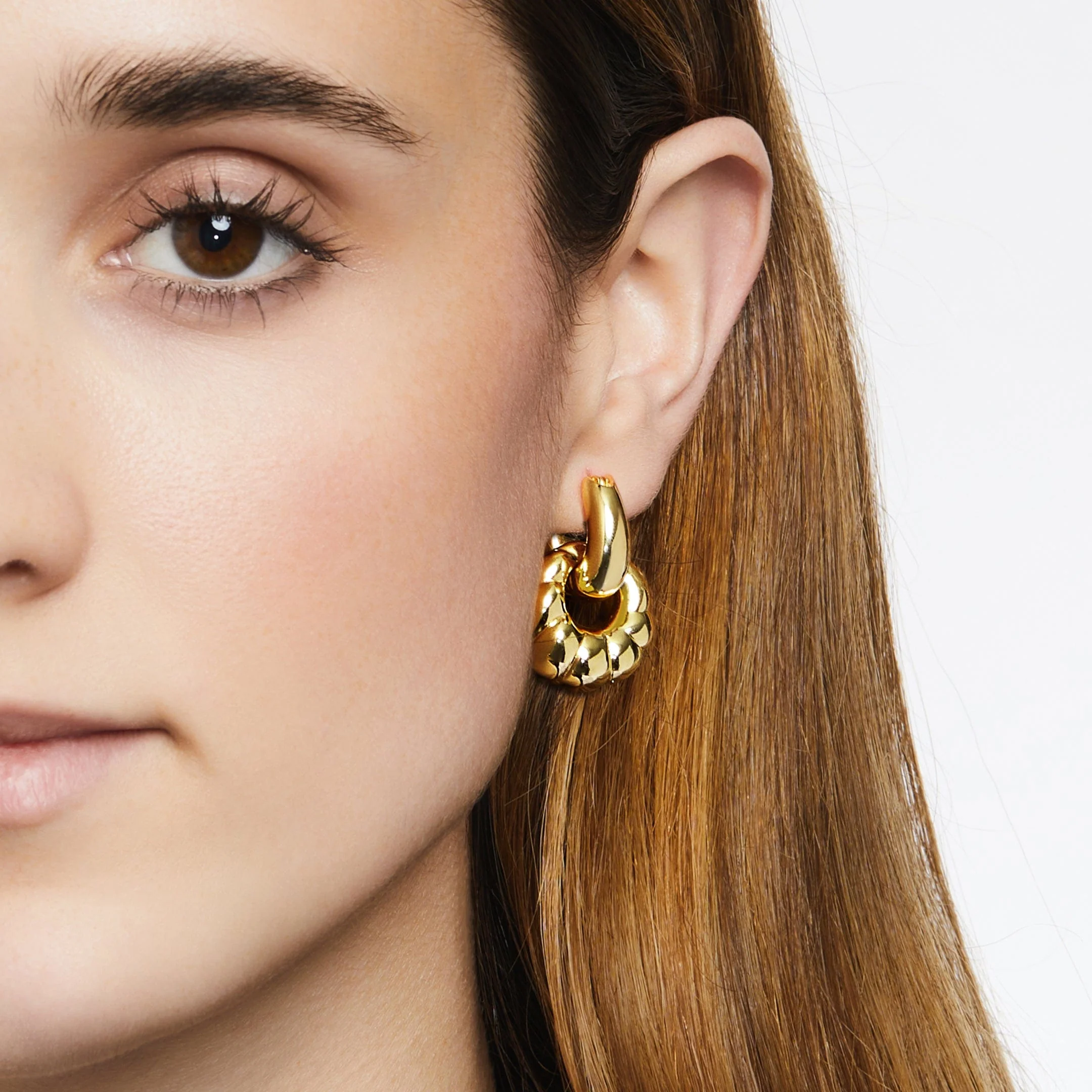 Gold Double Hoop Earrings - Image 2
