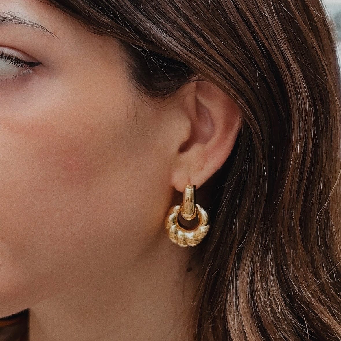 Gold Double Hoop Earrings - Image 4