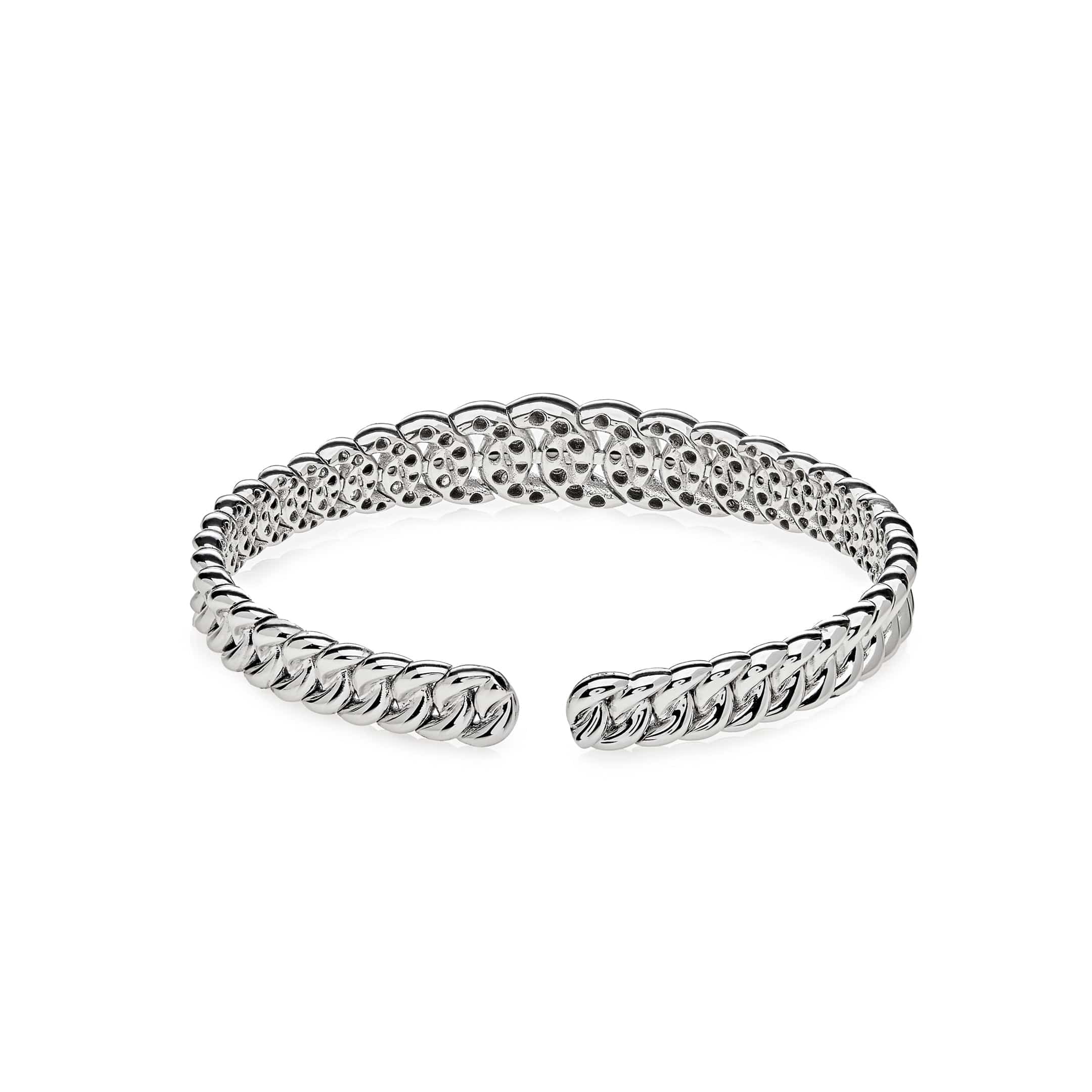 Graduated Pavé White Gold Cuff Bracelet - Image 3