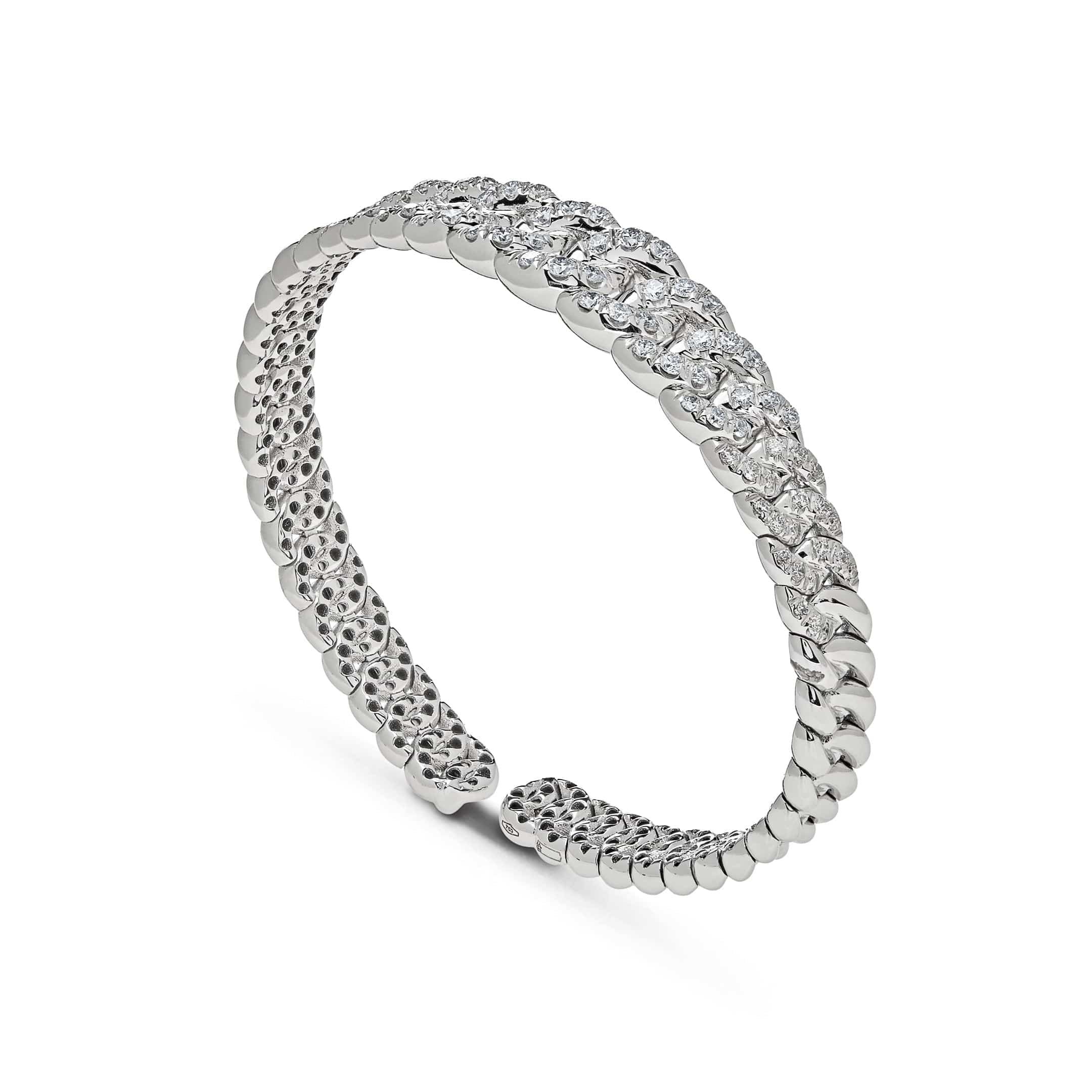 Graduated Pavé White Gold Cuff Bracelet - Image 4