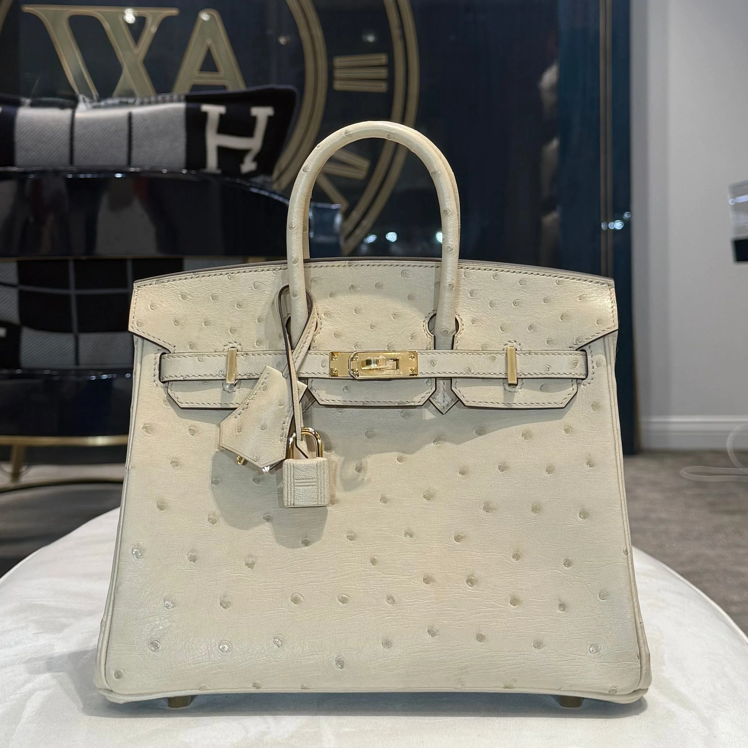 Hermès 3C Parchemin Birkin 25 Ostrich Gold Hardware - Image 2