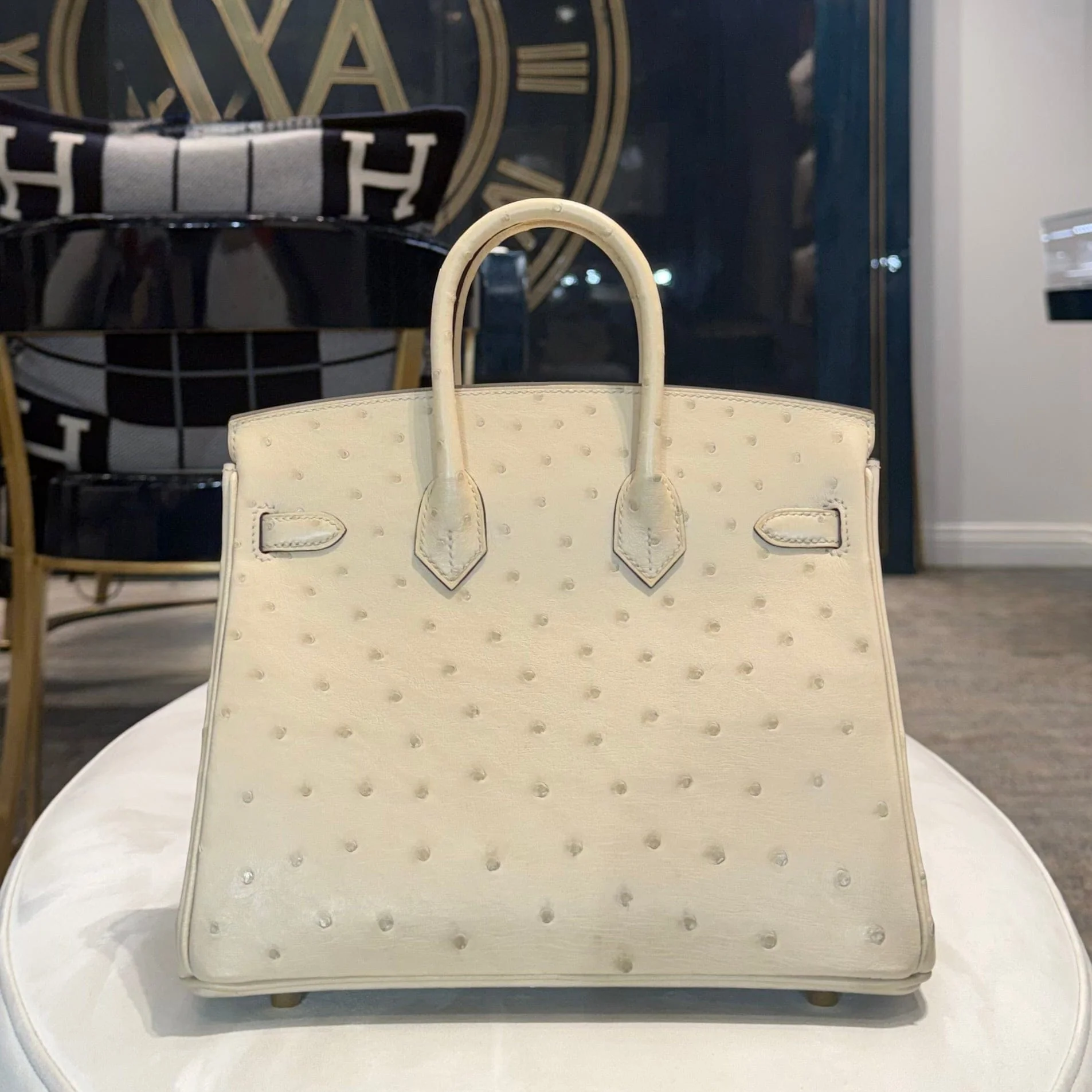 Hermès 3C Parchemin Birkin 25 Ostrich Gold Hardware - Image 3