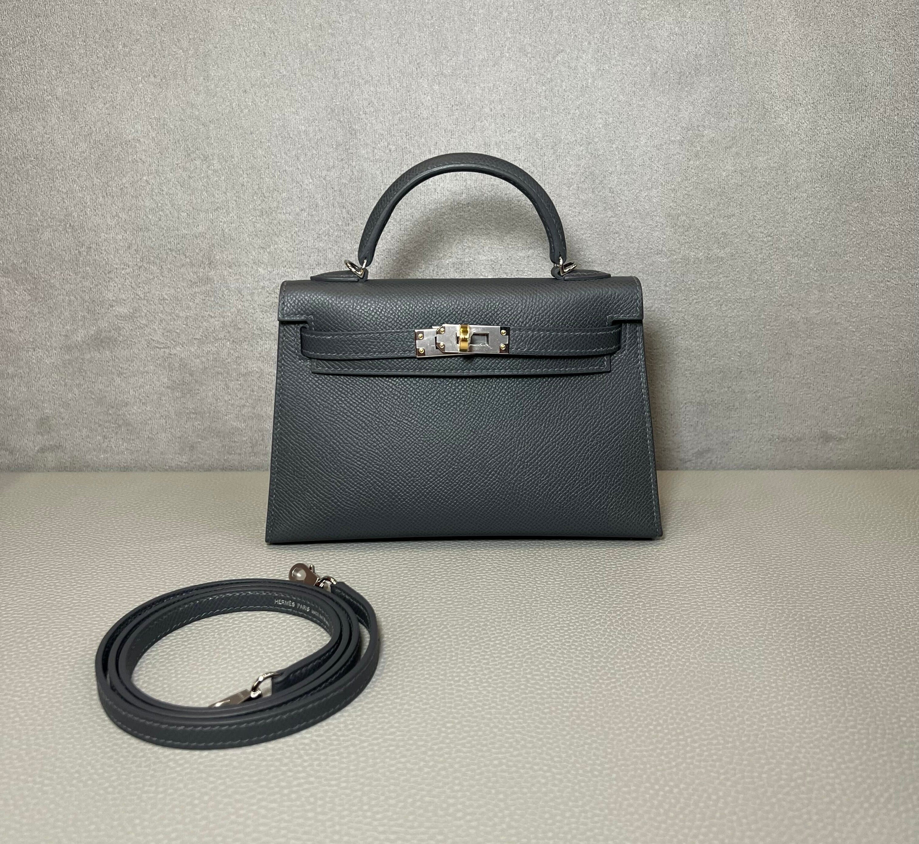 Hermès Ardoise Mini Kelly Sellier 20 Epsom Electrum hardware - Image 2