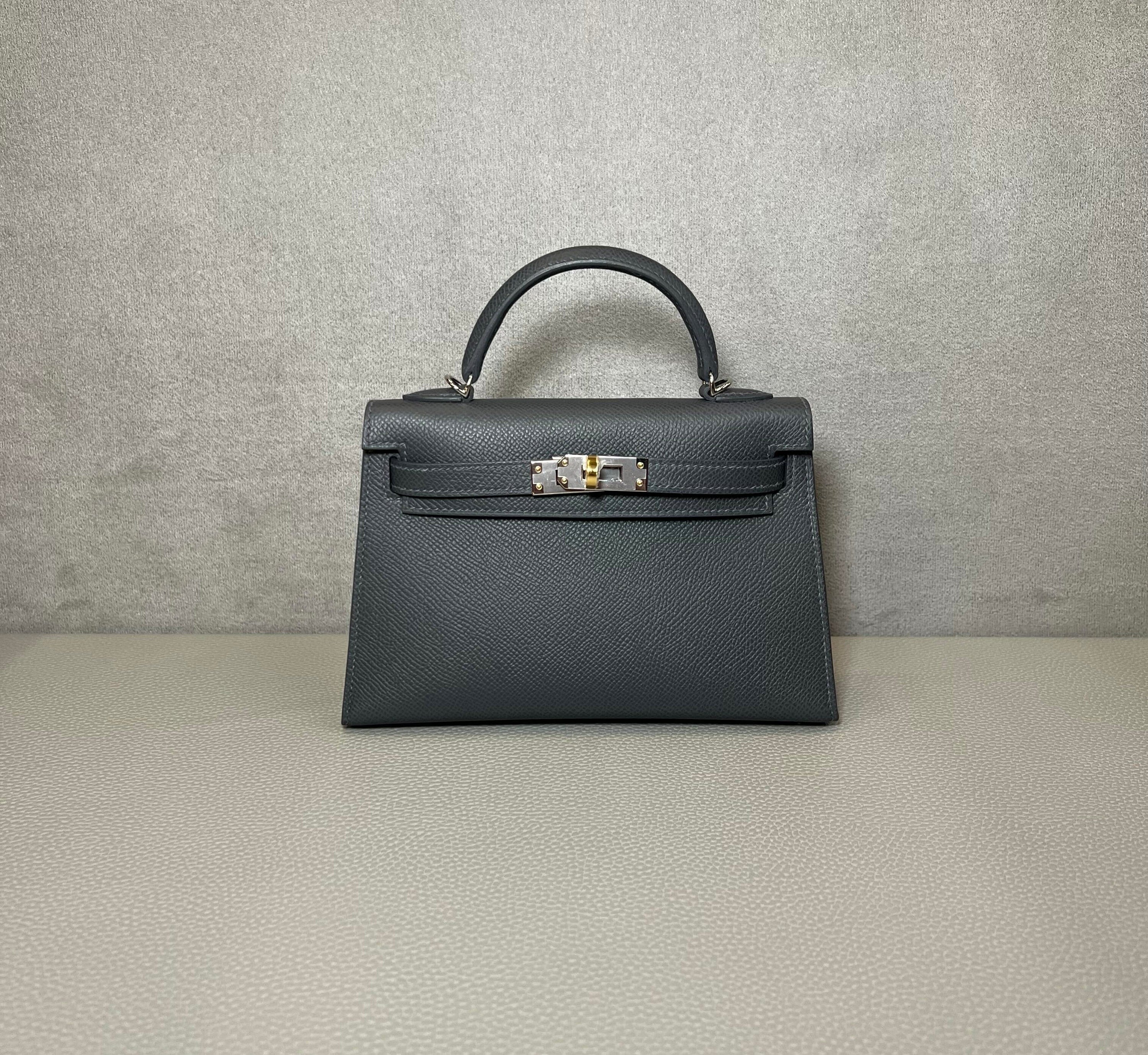 Hermès Ardoise Mini Kelly Sellier 20 Epsom Electrum hardware - Image 3