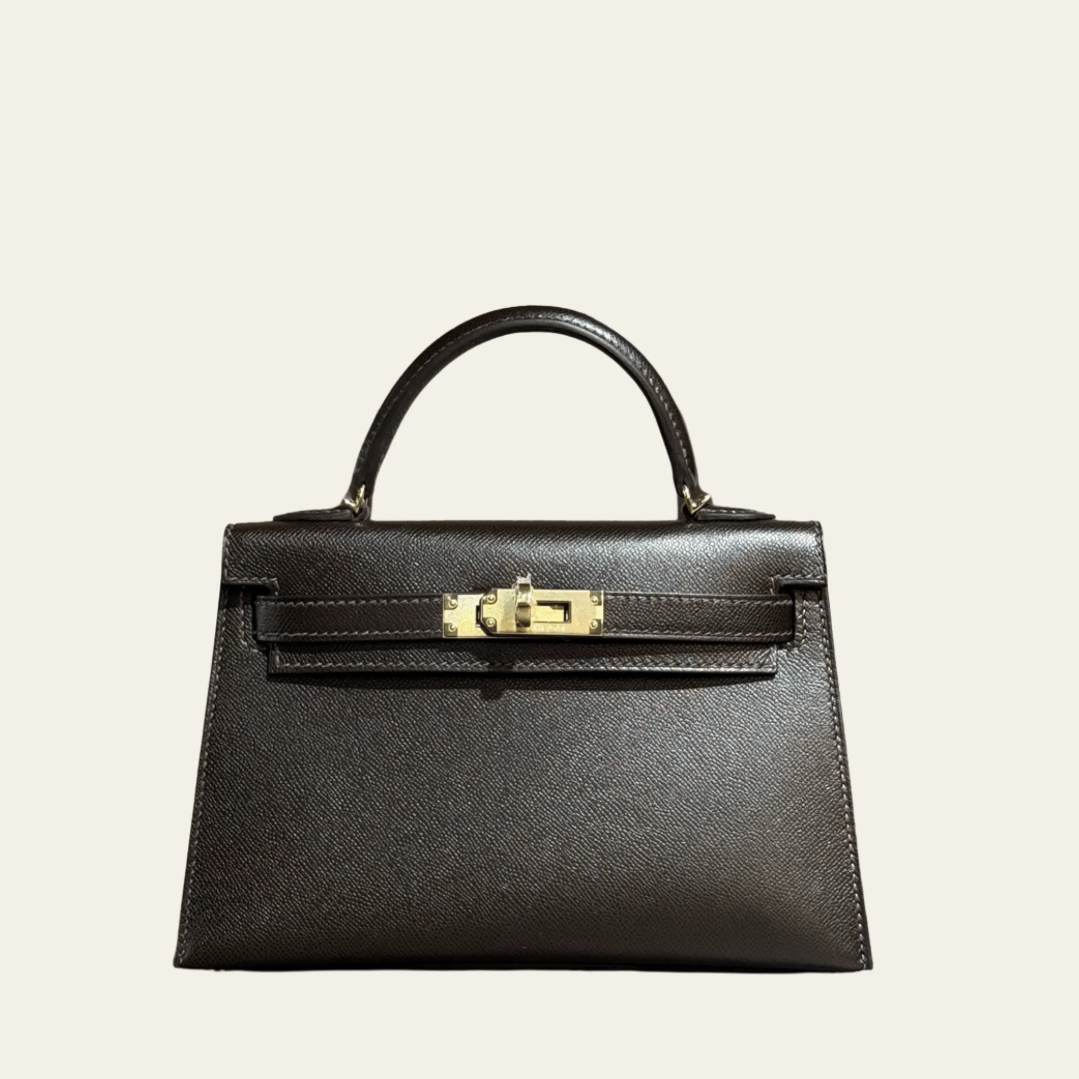 Hermès Bai-Brun Mini Kelly Sellier 20 Madame Permabrass Hardware