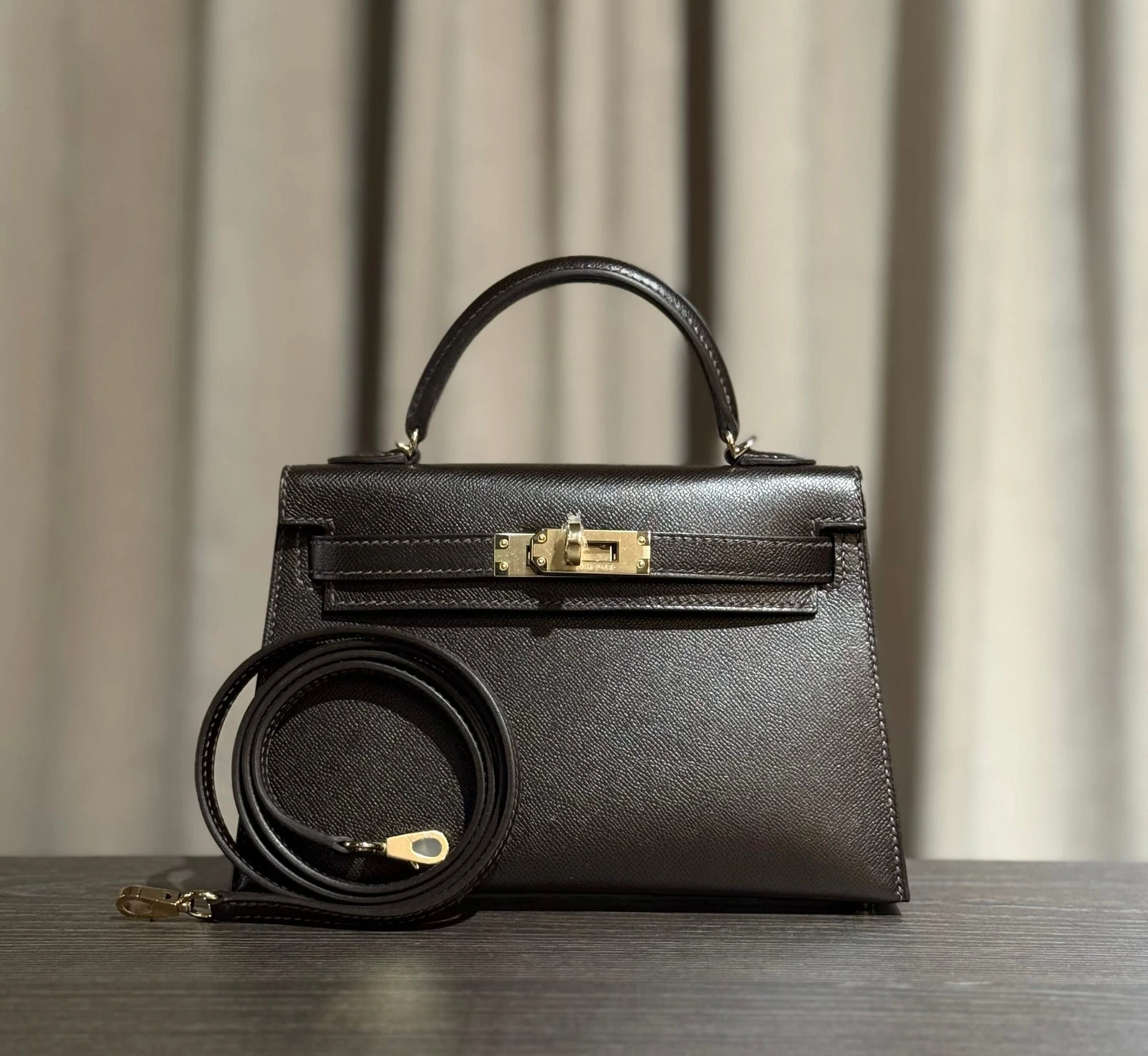 Hermès Bai-Brun Mini Kelly Sellier 20 Madame Permabrass Hardware - Image 3