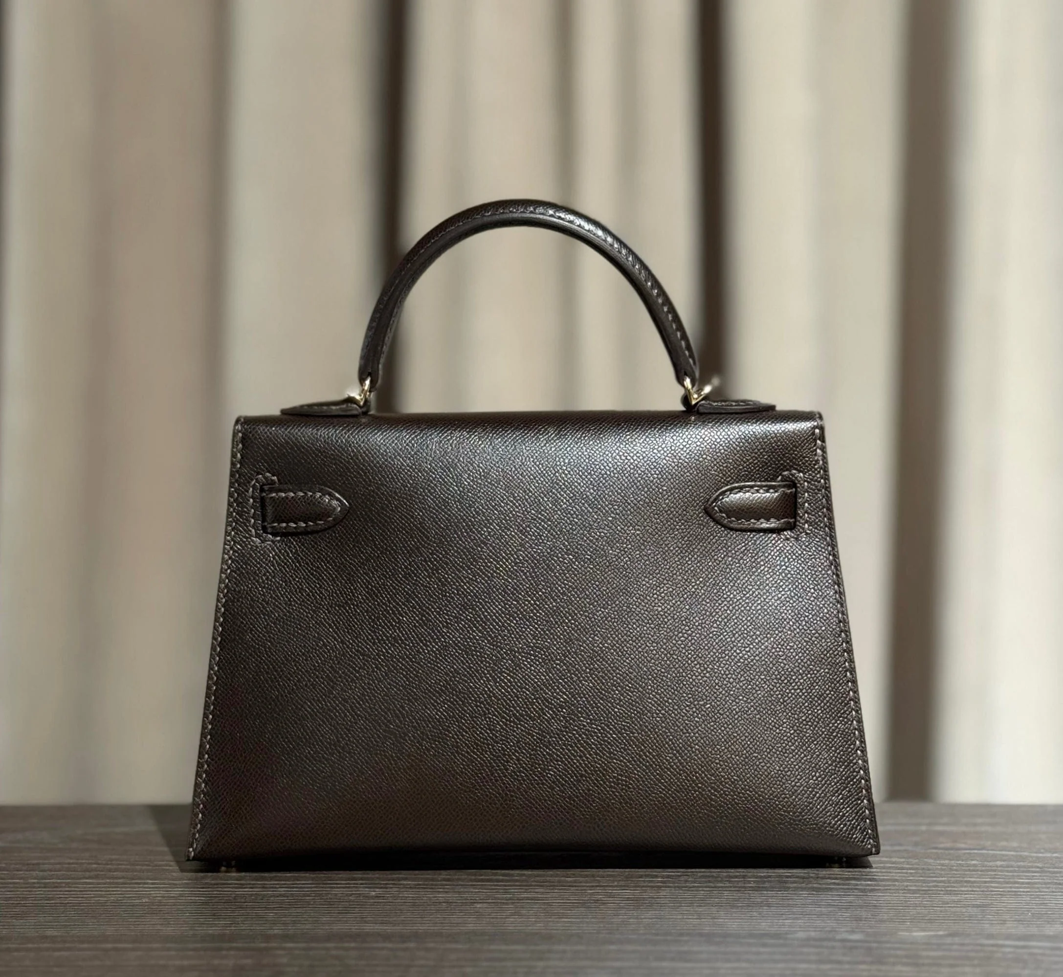 Hermès Bai-Brun Mini Kelly Sellier 20 Madame Permabrass Hardware - Image 4