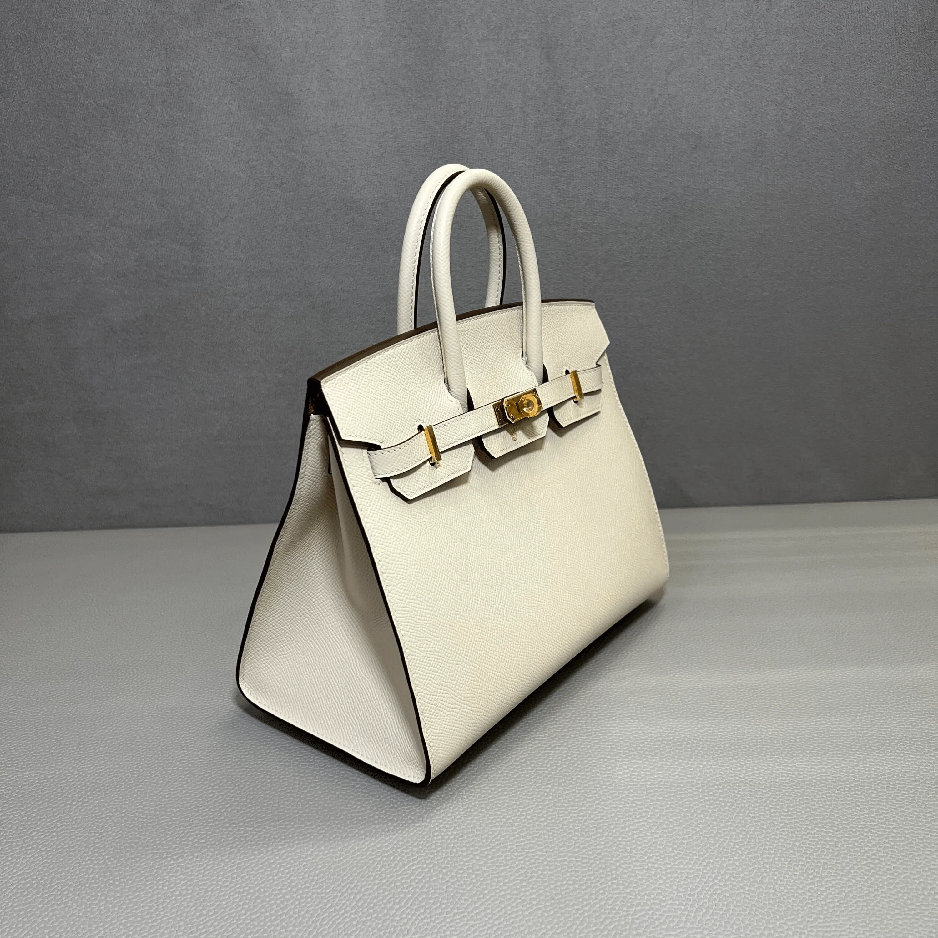 Hermès Craie and Gold Birkin Sellier 25 Epsom Gold Hardware - Image 4