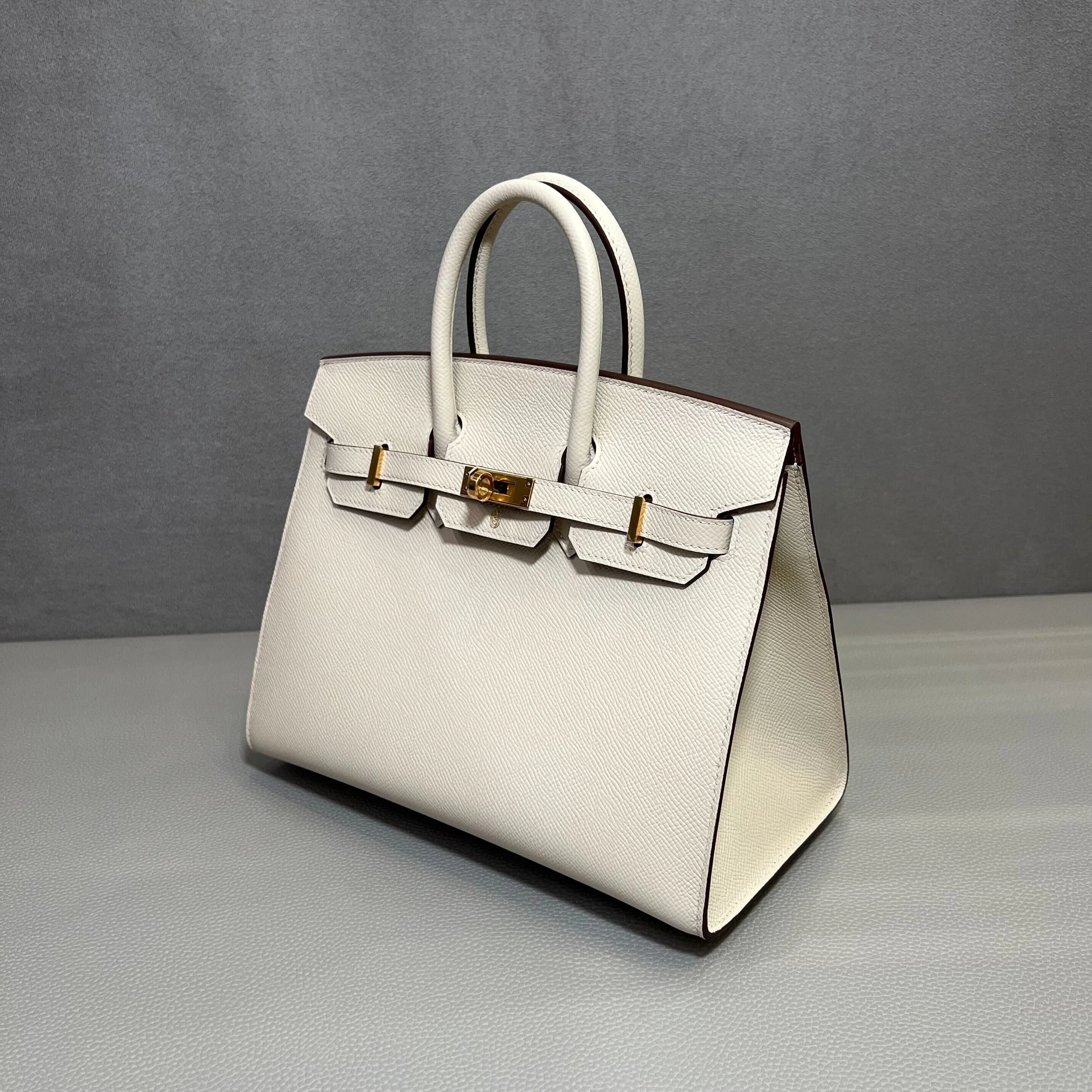 Hermès Craie and Gold Birkin Sellier 25 Epsom Gold Hardware - Image 5